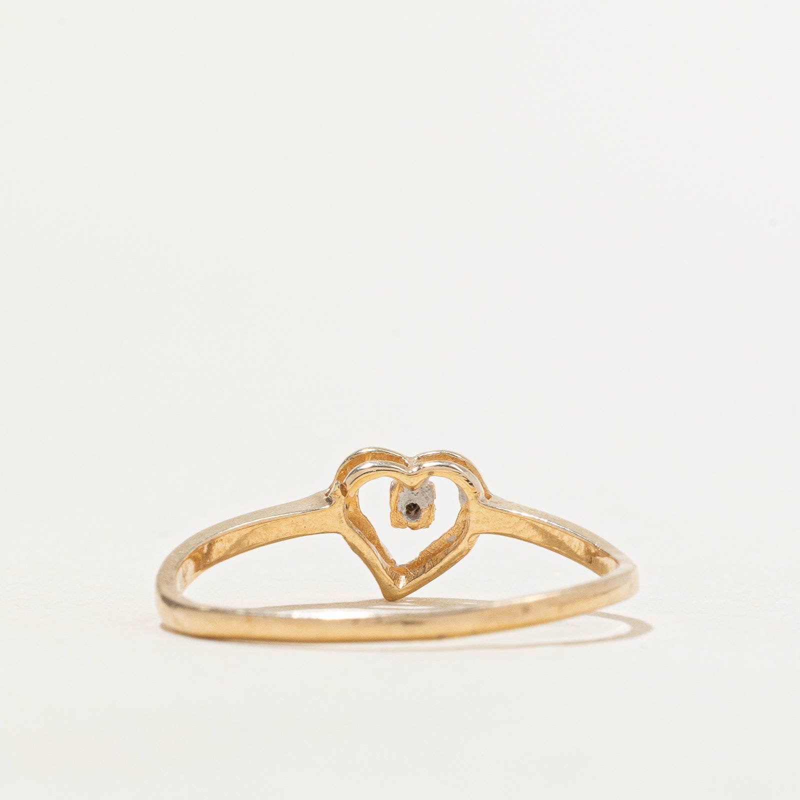 Bague cœur ouvert en diamant | 0,005 ct | Taille 8,25