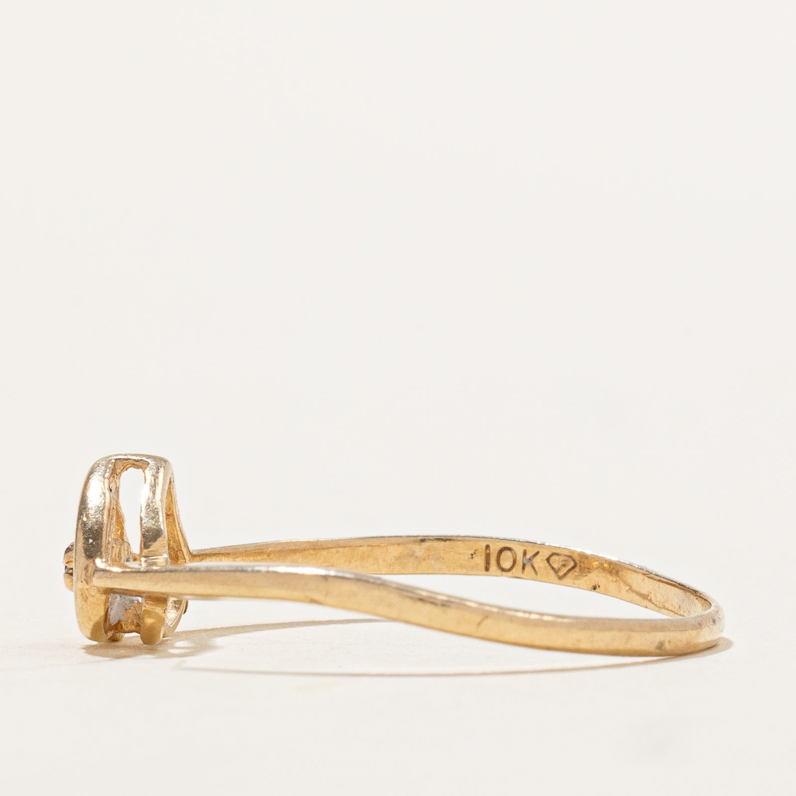 Bague cœur ouvert en diamant | 0,005 ct | Taille 8,25