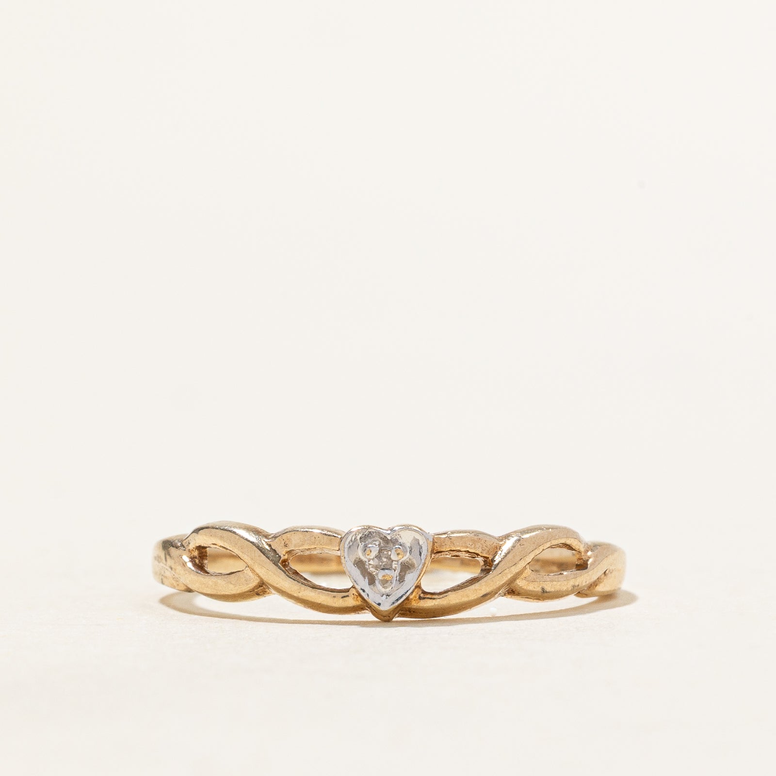 Diamond Heart Cross Over Ring | 0.005ct | SZ 7