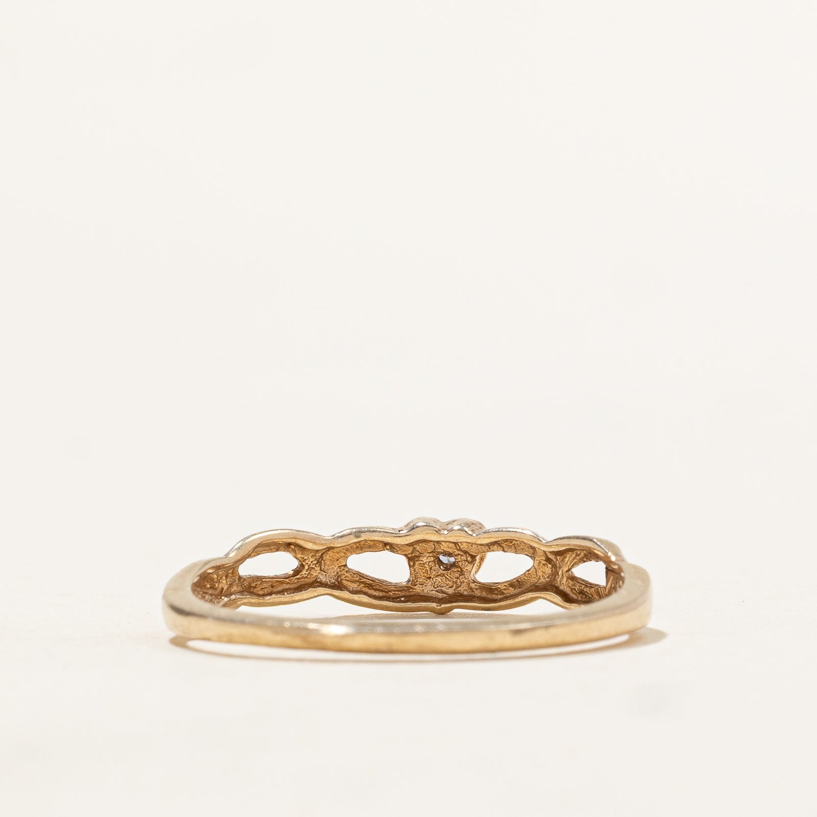 Diamond Heart Cross Over Ring | 0.005ct | SZ 7