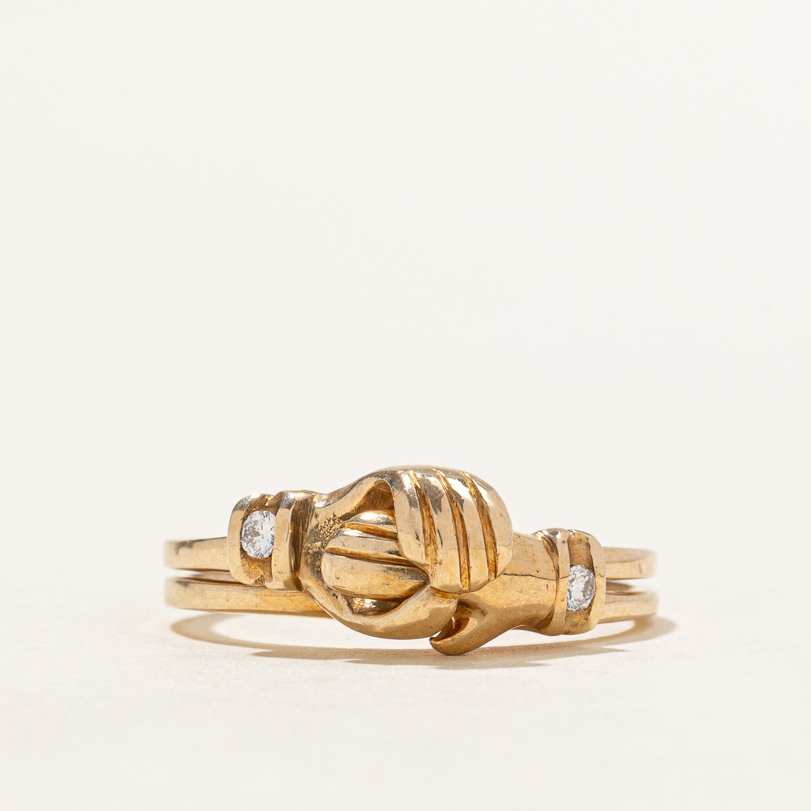 Bagues Mains Entrelacées en Diamant | 0,04 ct | Taille 5,5