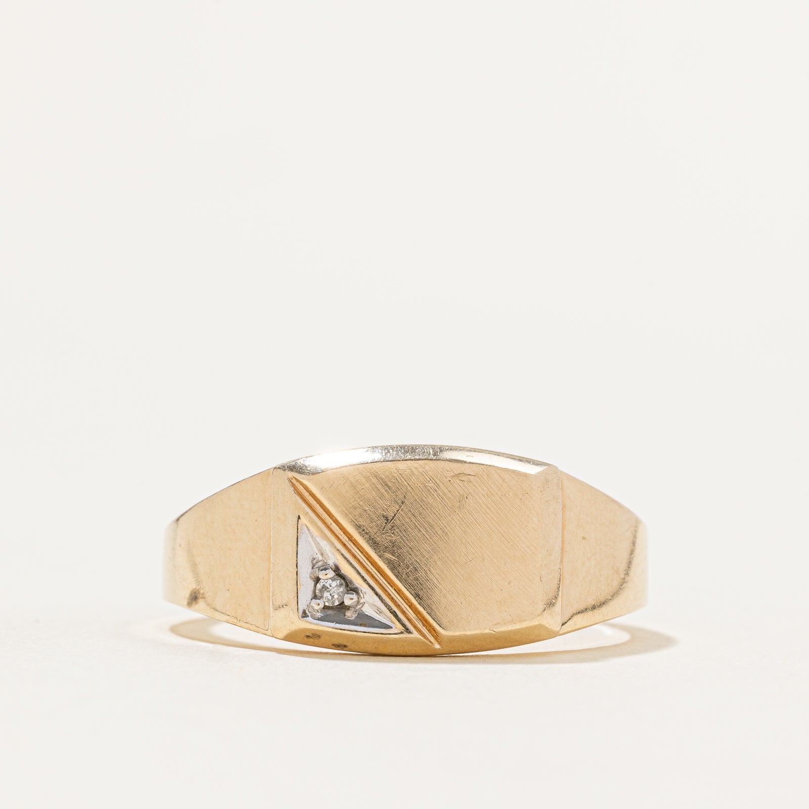Corner Diamond Signet Ring | 0.007ct | SZ 10.75