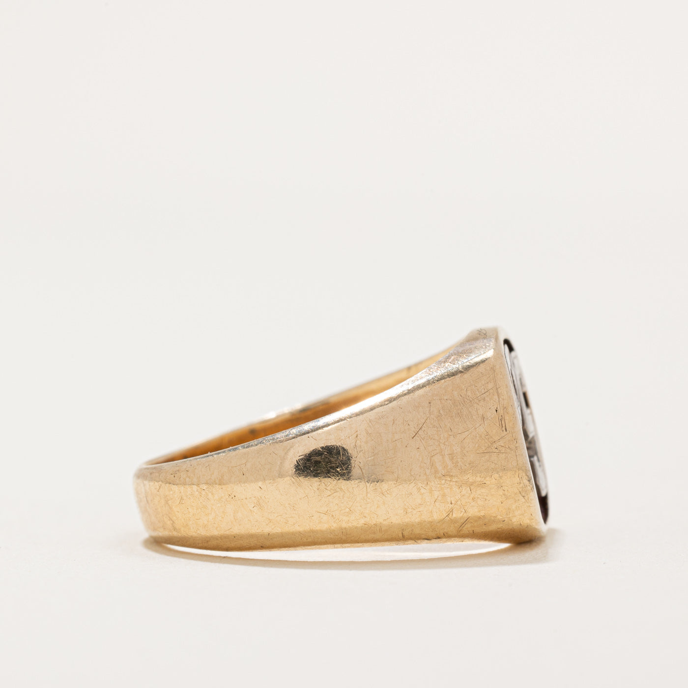 Bague chevalière avec initiale « S » en diamant | 0,03 ct | Taille 9,75 |