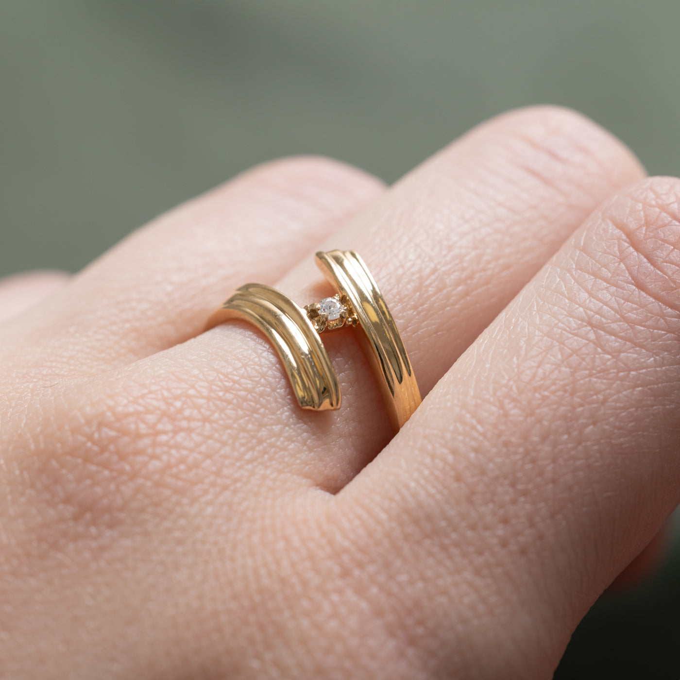 Single Diamond Bypass Ring | 0.02ct | SZ 8