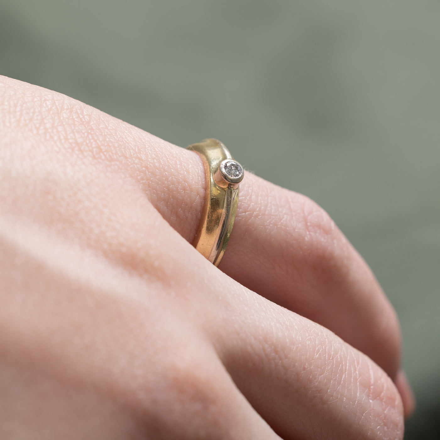 Two Tone Gold Bezel Set Diamond Band | 0.06ct | SZ 4.5