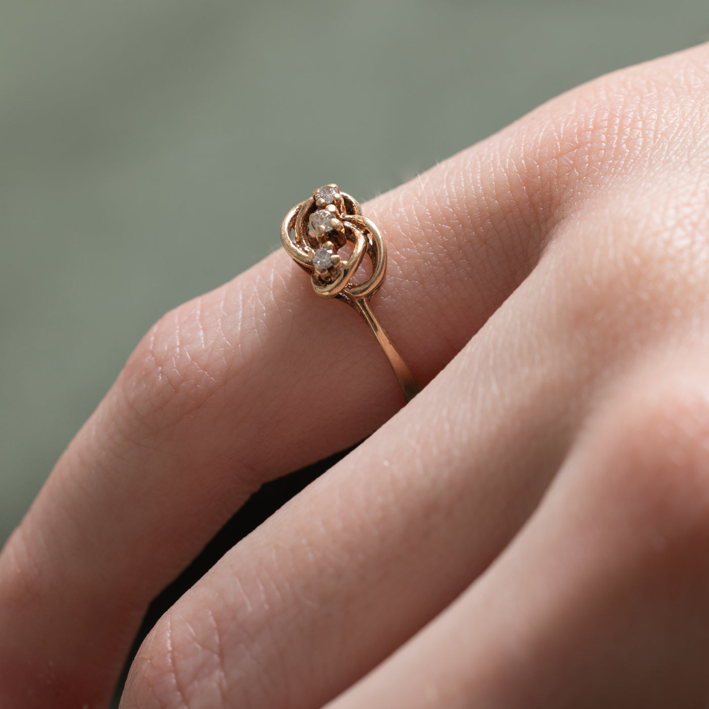 Three Stone Diamond Interlocking Design Ring | 0.06ctw | SZ 4.25