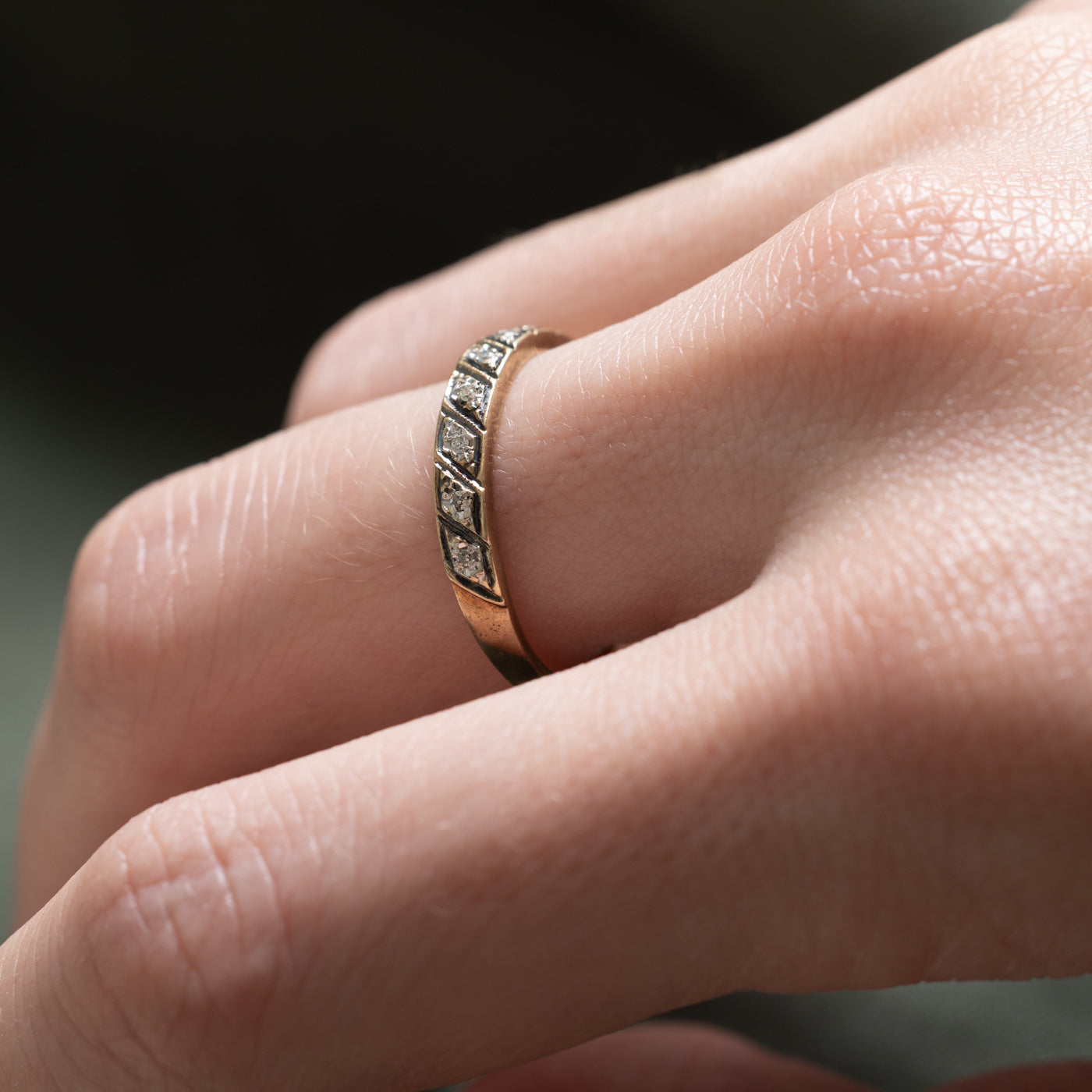 Semi Eternity Diamond Grooved Band | 0.05ctw | SZ 8