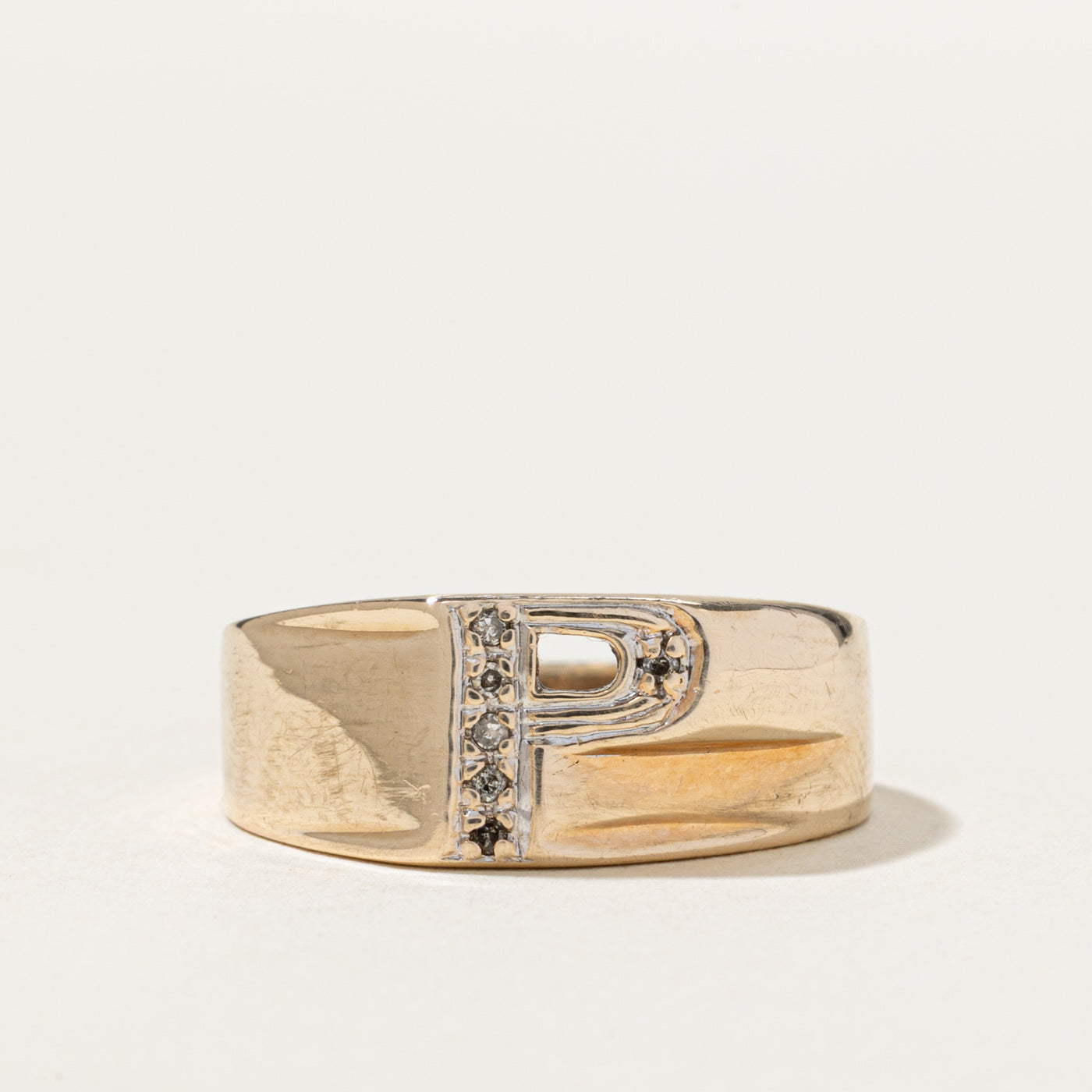 Diamond "P" Initial Band | 0.04ctw | SZ 9.5