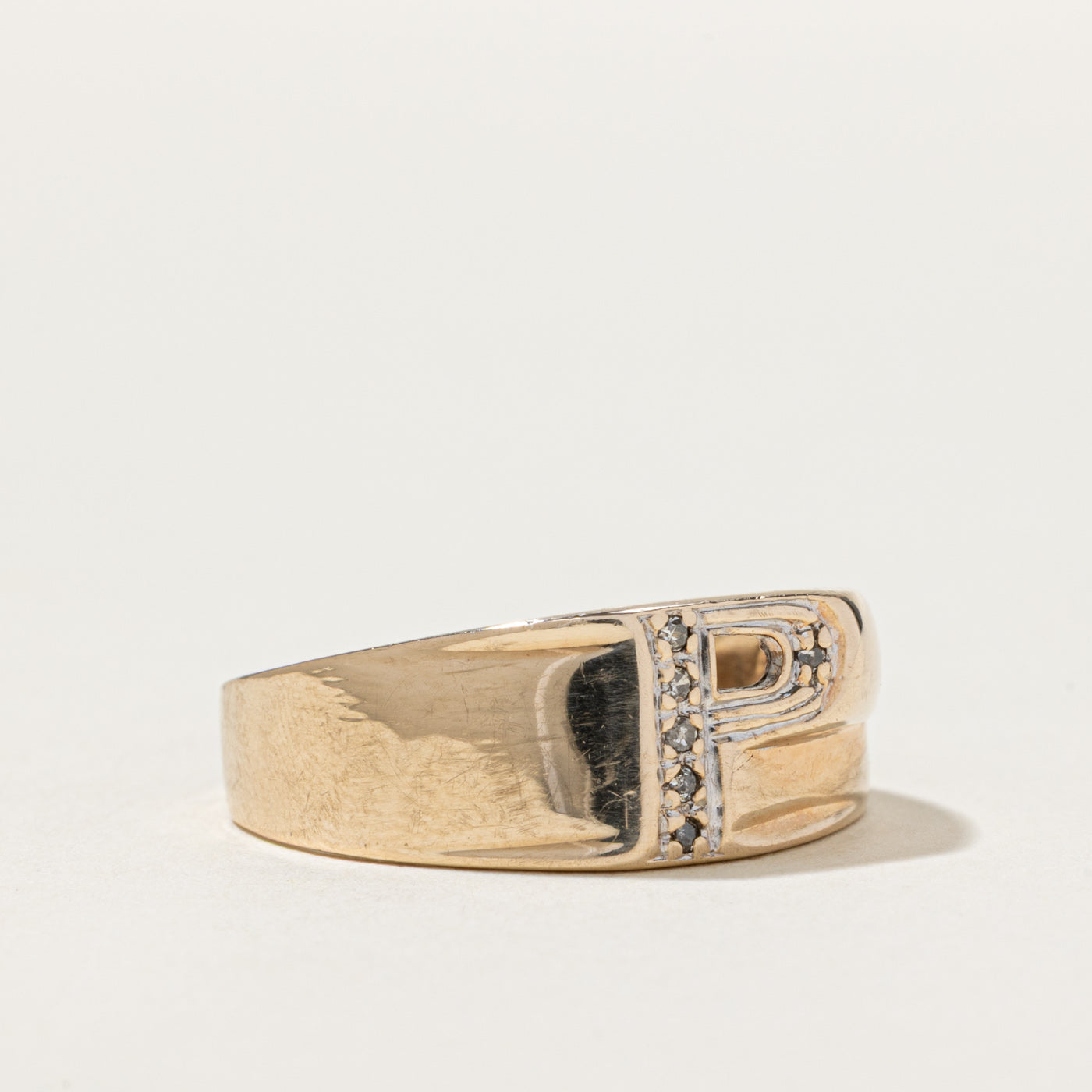 Diamond "P" Initial Band | 0.04ctw | SZ 9.5
