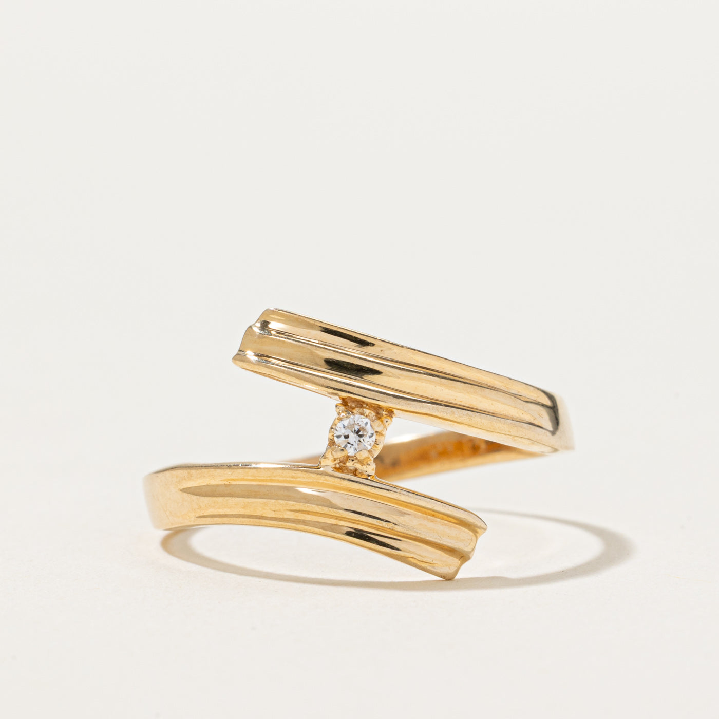 Single Diamond Bypass Ring | 0.02ct | SZ 8