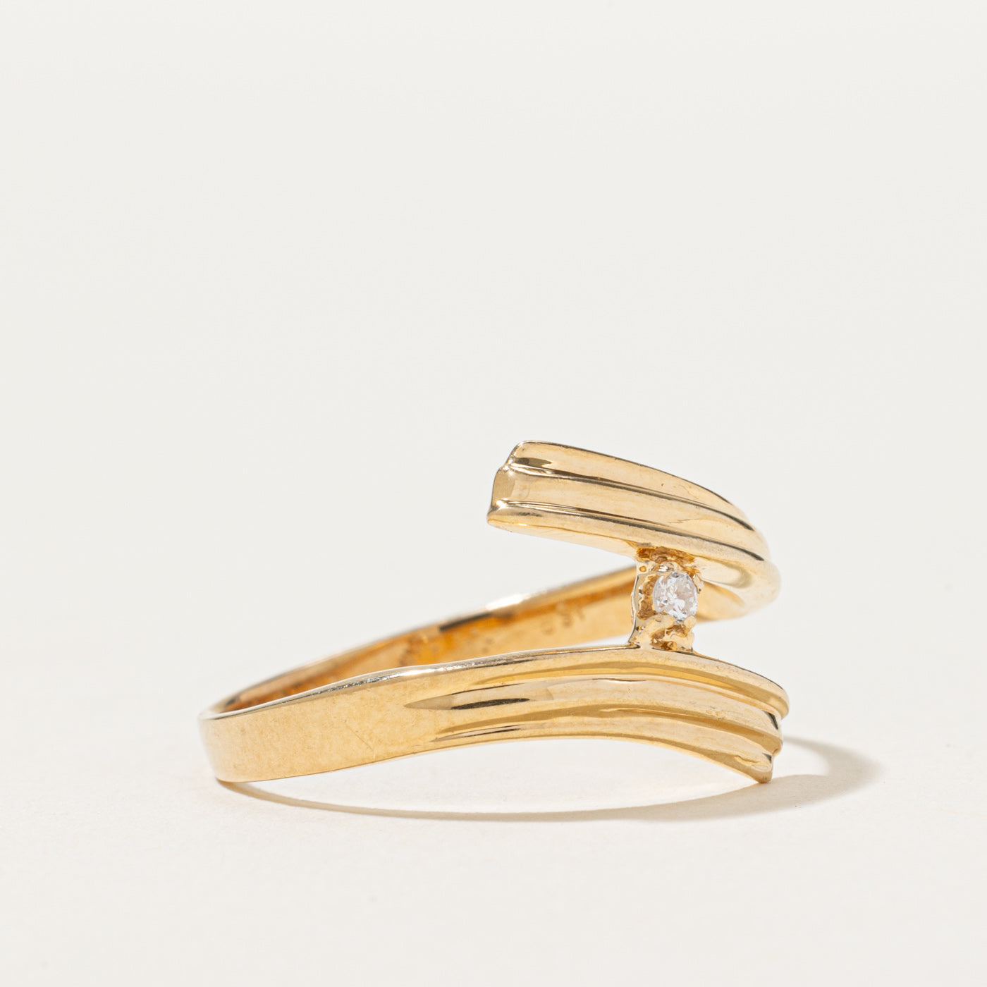 Single Diamond Bypass Ring | 0.02ct | SZ 8