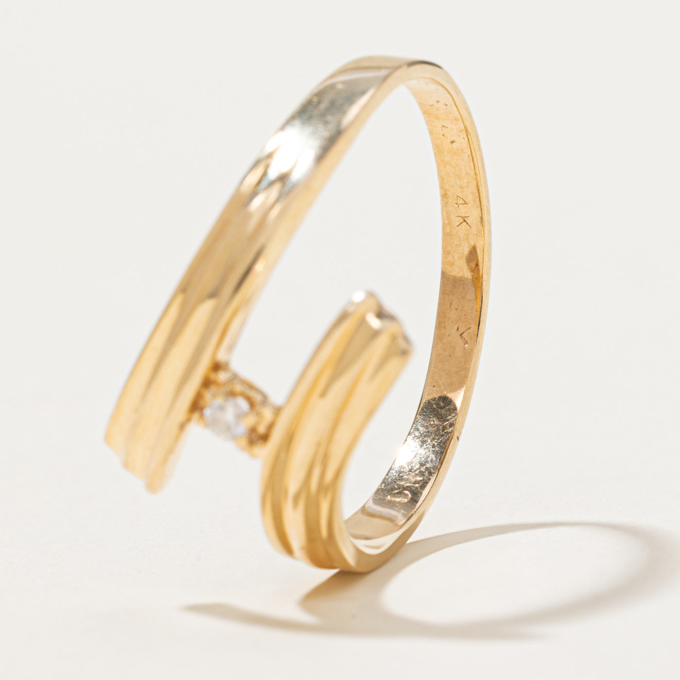 Single Diamond Bypass Ring | 0.02ct | SZ 8