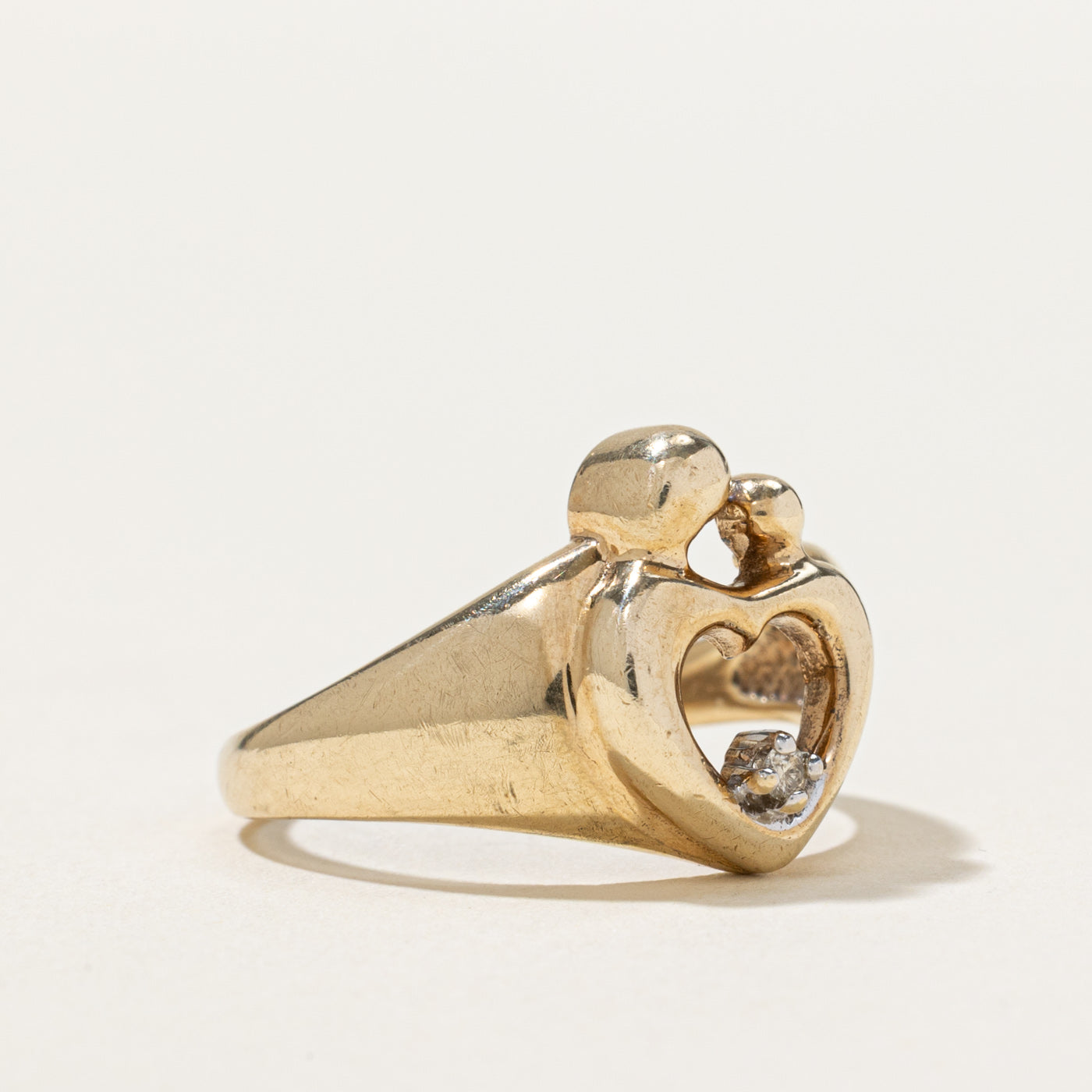 Diamond Open Heart Tapered Ring | 0.02ct | SZ 6.5