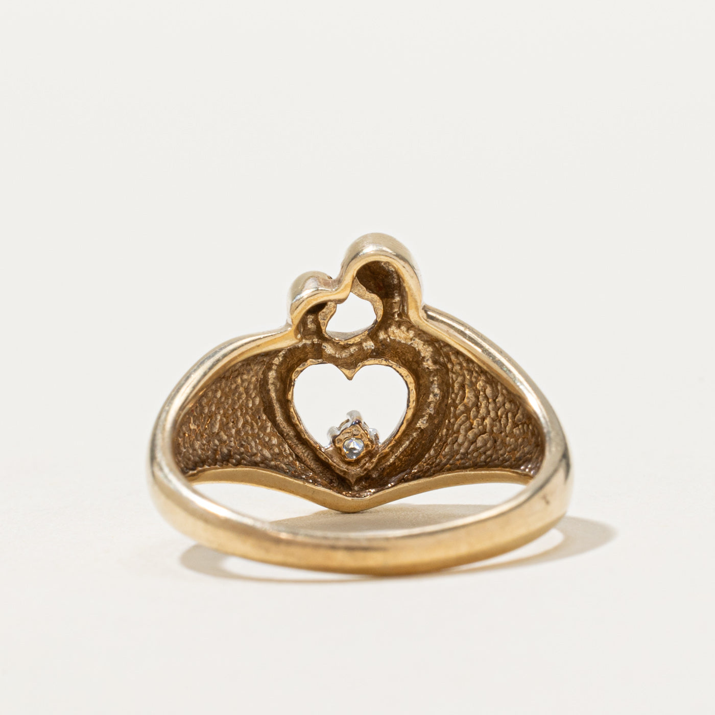 Diamond Open Heart Tapered Ring | 0.02ct | SZ 6.5