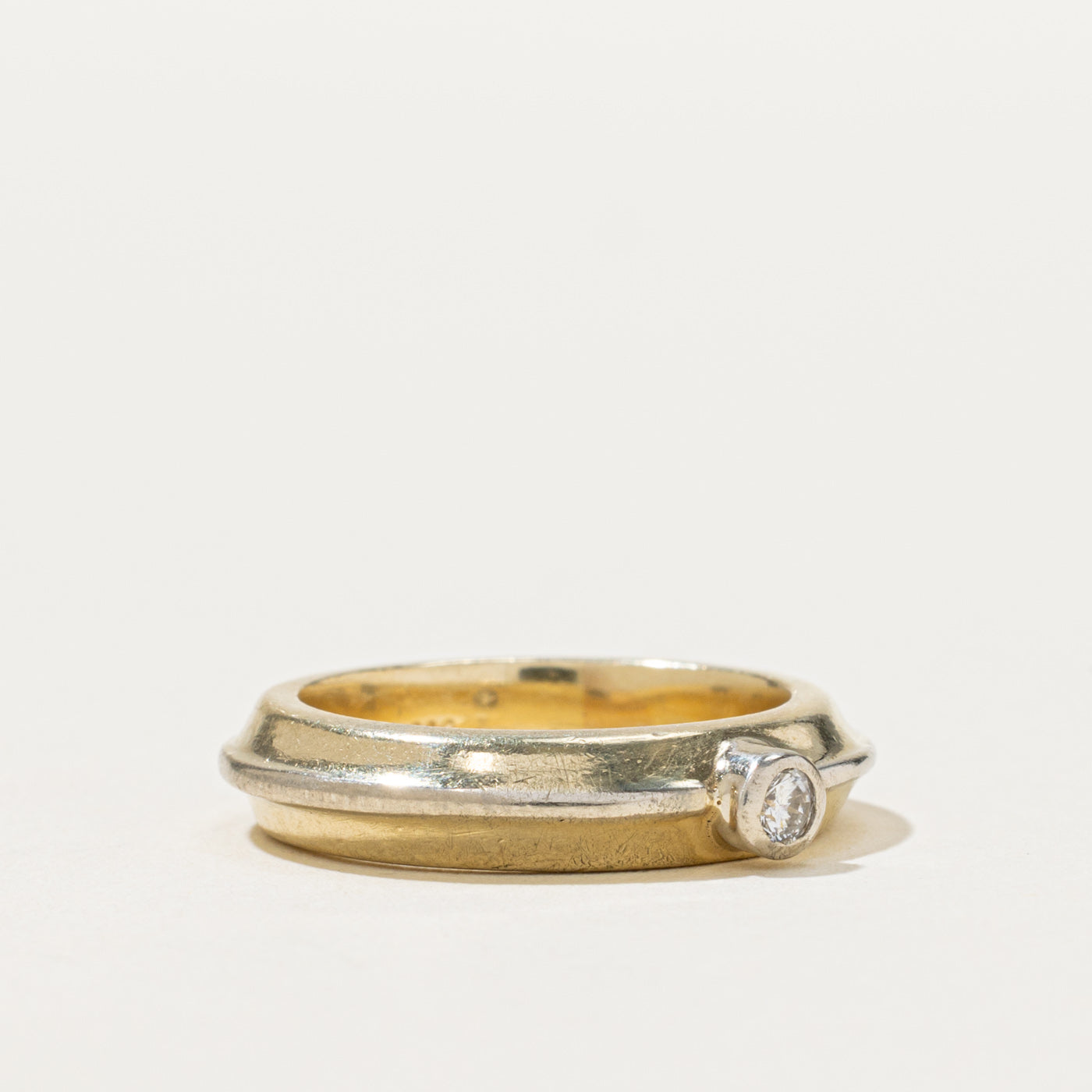 Two Tone Gold Bezel Set Diamond Band | 0.06ct | SZ 4.5