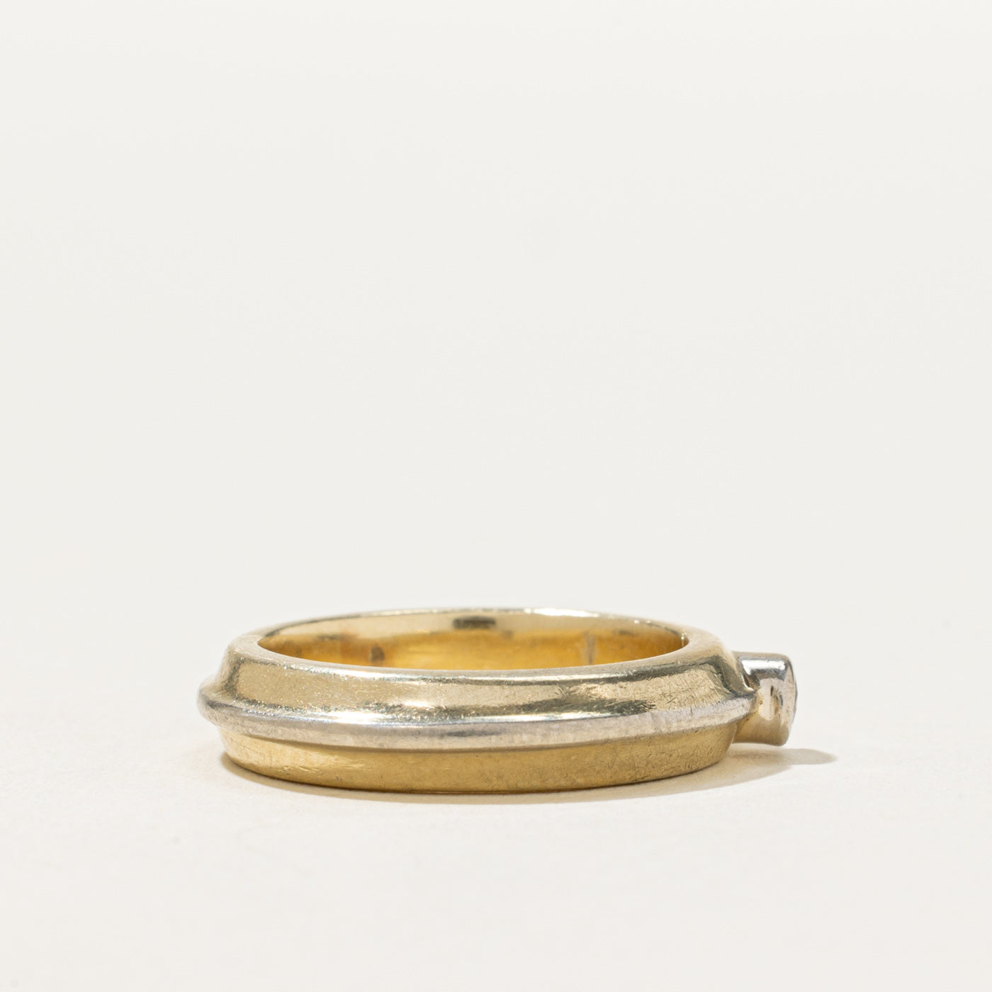 Two Tone Gold Bezel Set Diamond Band | 0.06ct | SZ 4.5