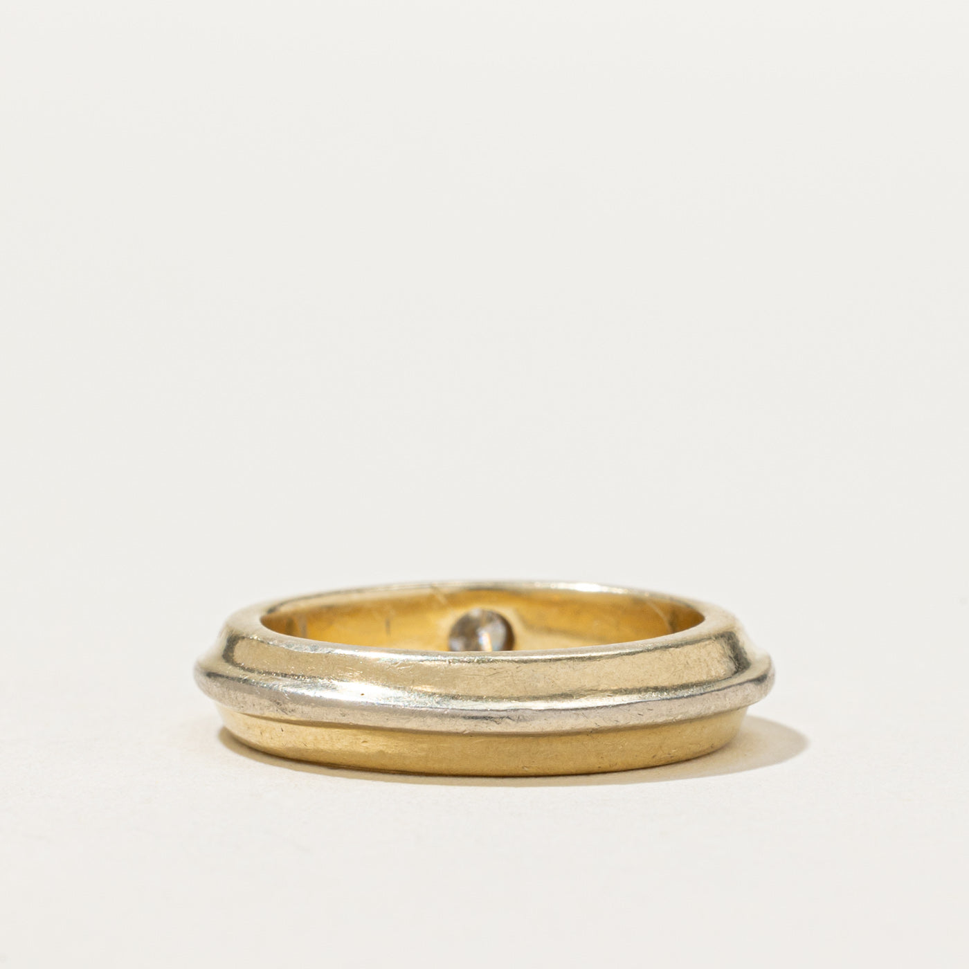 Two Tone Gold Bezel Set Diamond Band | 0.06ct | SZ 4.5