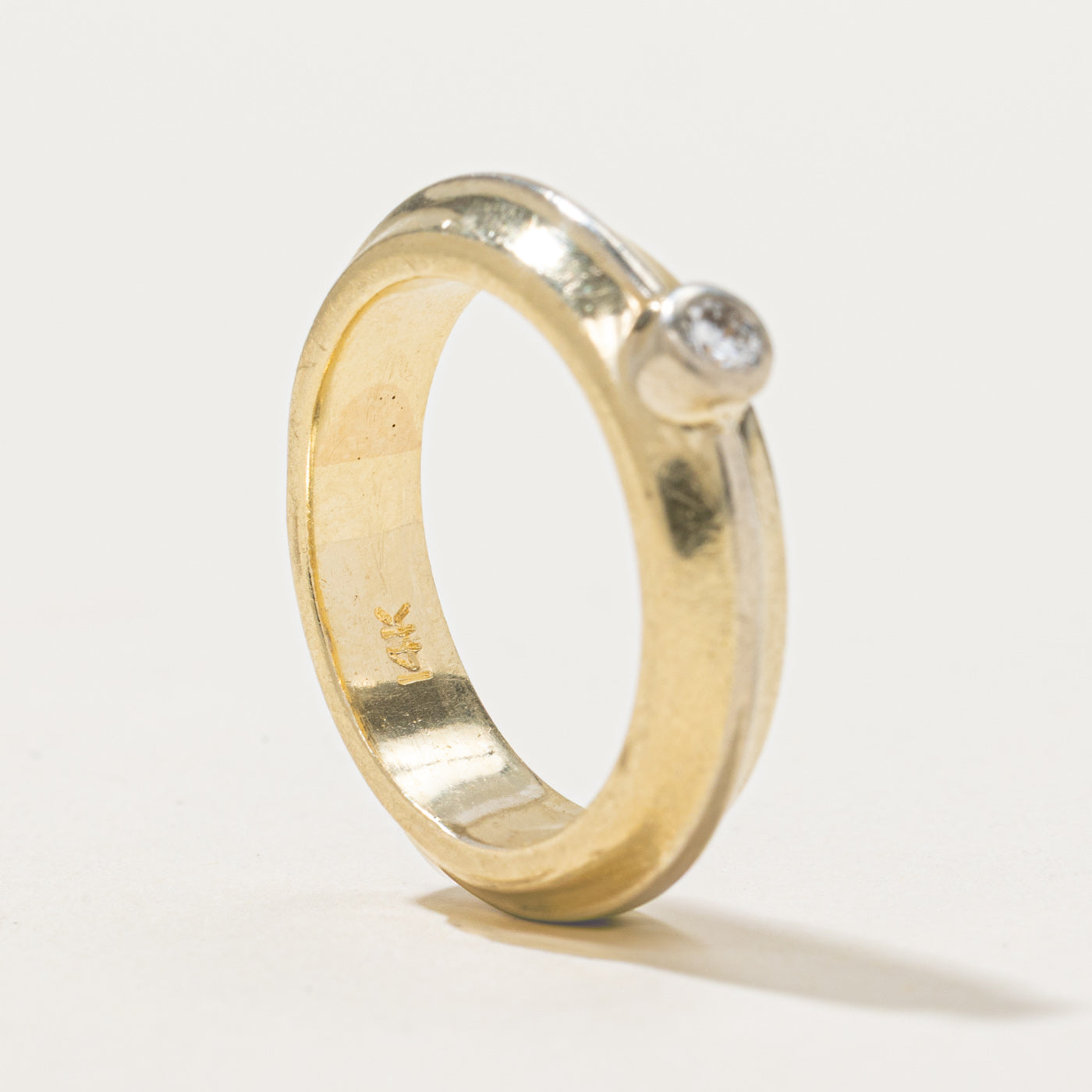 Two Tone Gold Bezel Set Diamond Band | 0.06ct | SZ 4.5
