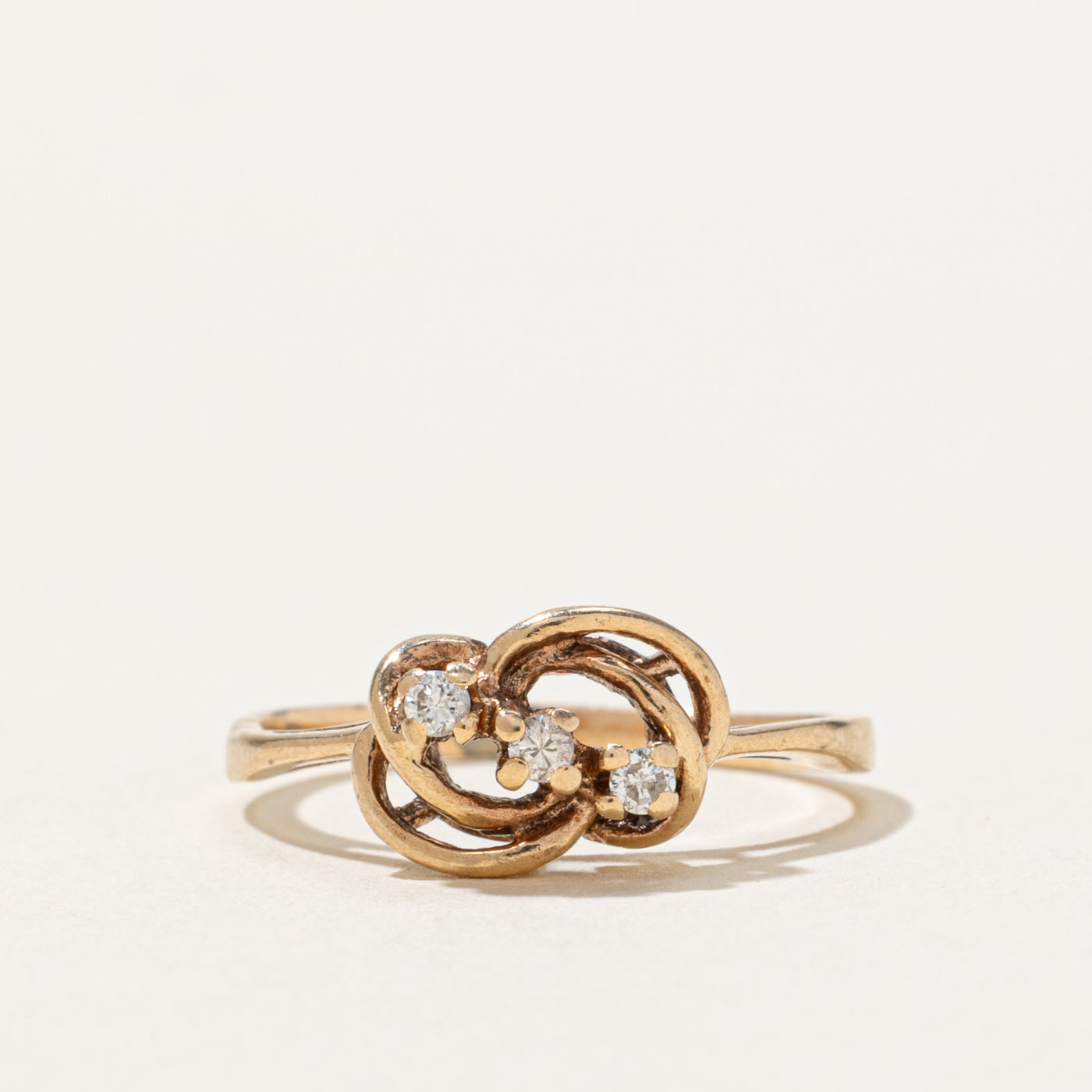 Three Stone Diamond Interlocking Design Ring | 0.06ctw | SZ 4.25