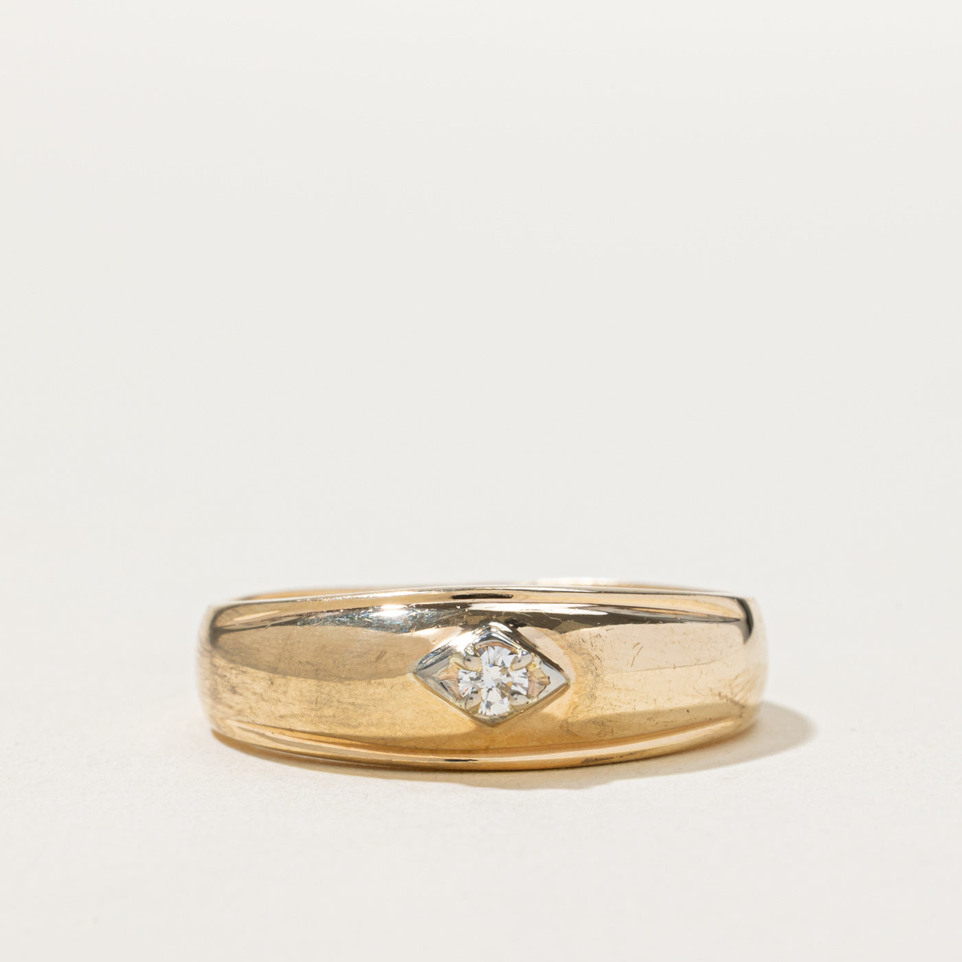 Solitaire Diamond Grooved Band | 0.08ct | SZ 11