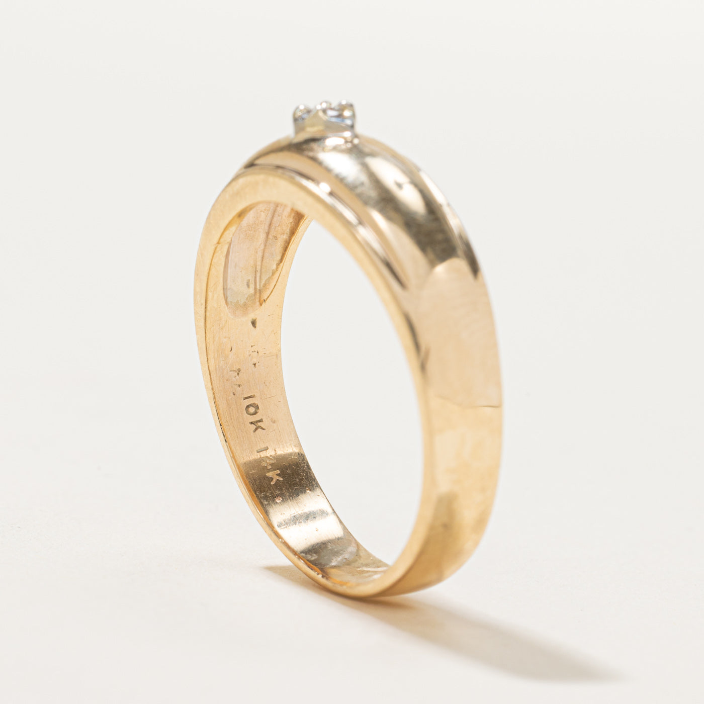 Solitaire Diamond Grooved Band | 0.08ct | SZ 11