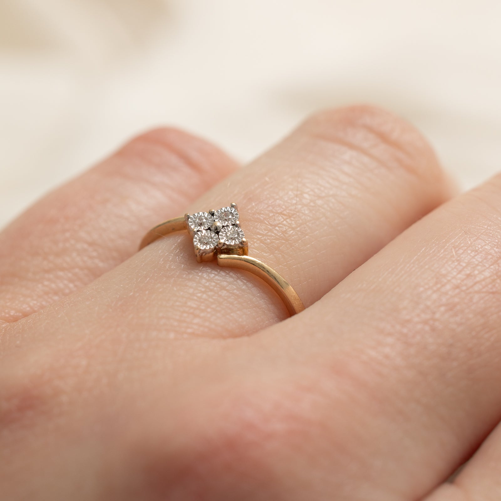 Illusion Set Diamond Bypass Ring | 0.04ctw | SZ 6