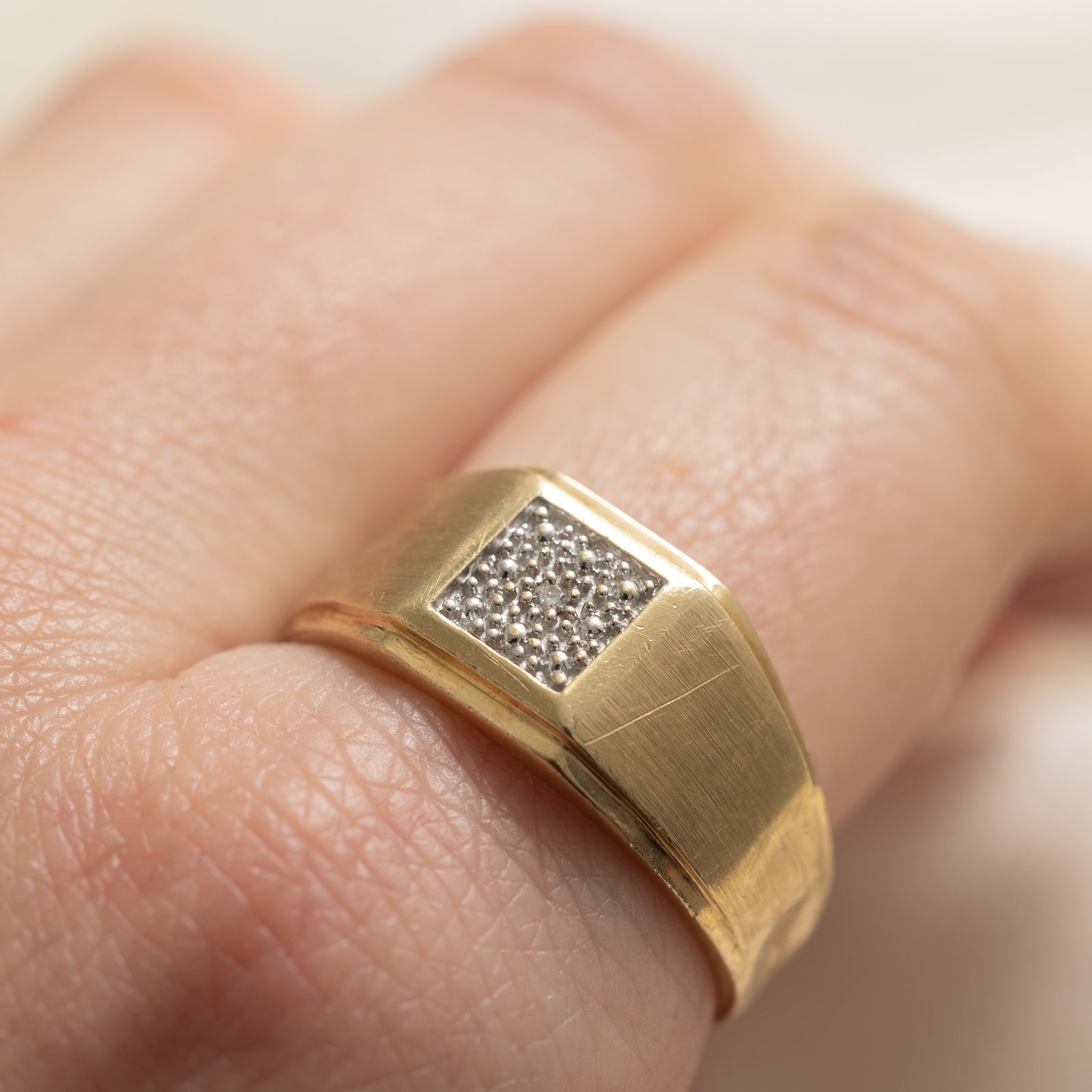 Diamond Cluster Signet Ring | 0.005ct | SZ 10.75