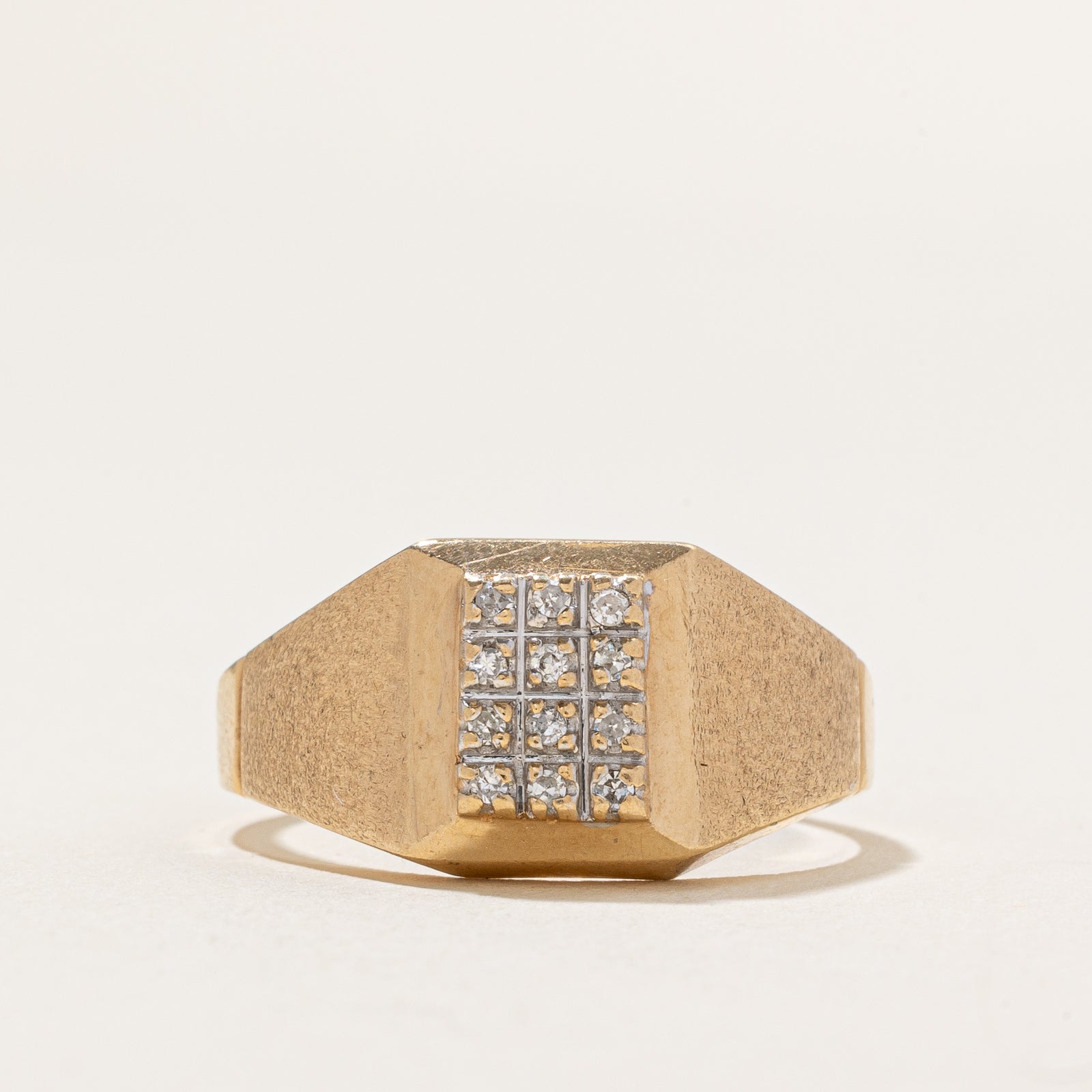 Diamond Grid Signet Ring | 0.08ctw | SZ 9.5