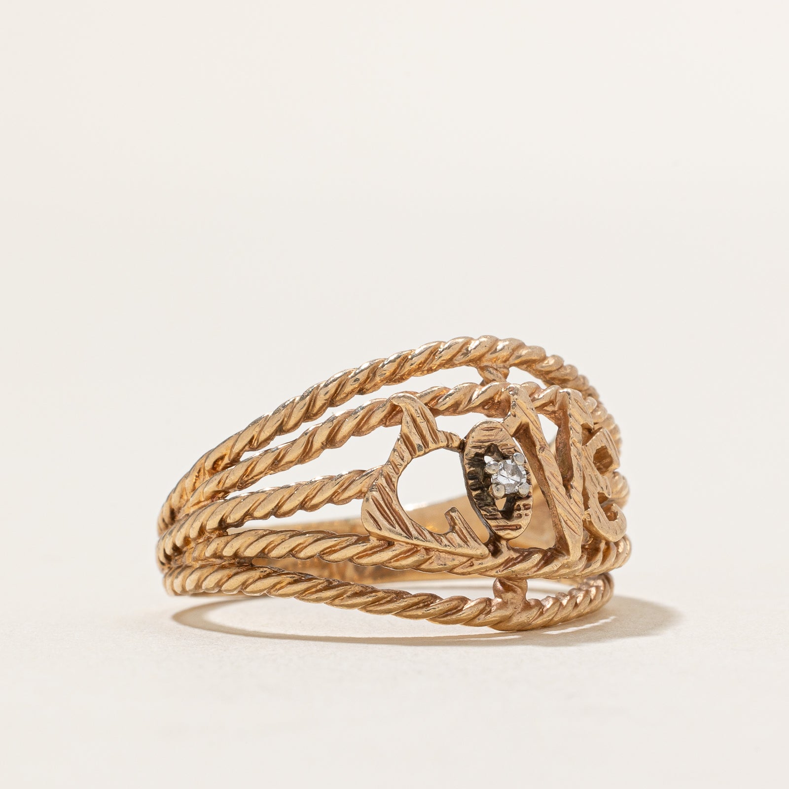 Diamond 'Love' Rope Textured Ring | 0.02ct | SZ 10