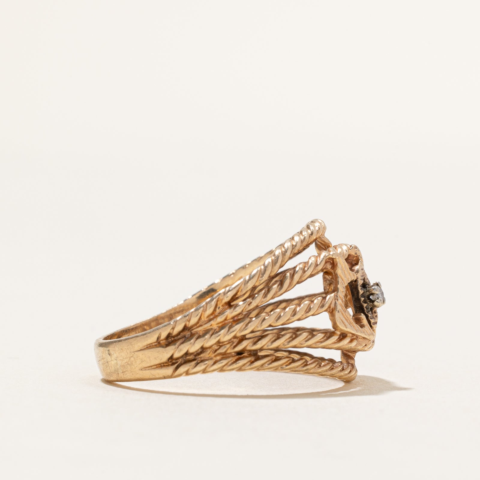 Diamond 'Love' Rope Textured Ring | 0.02ct | SZ 10
