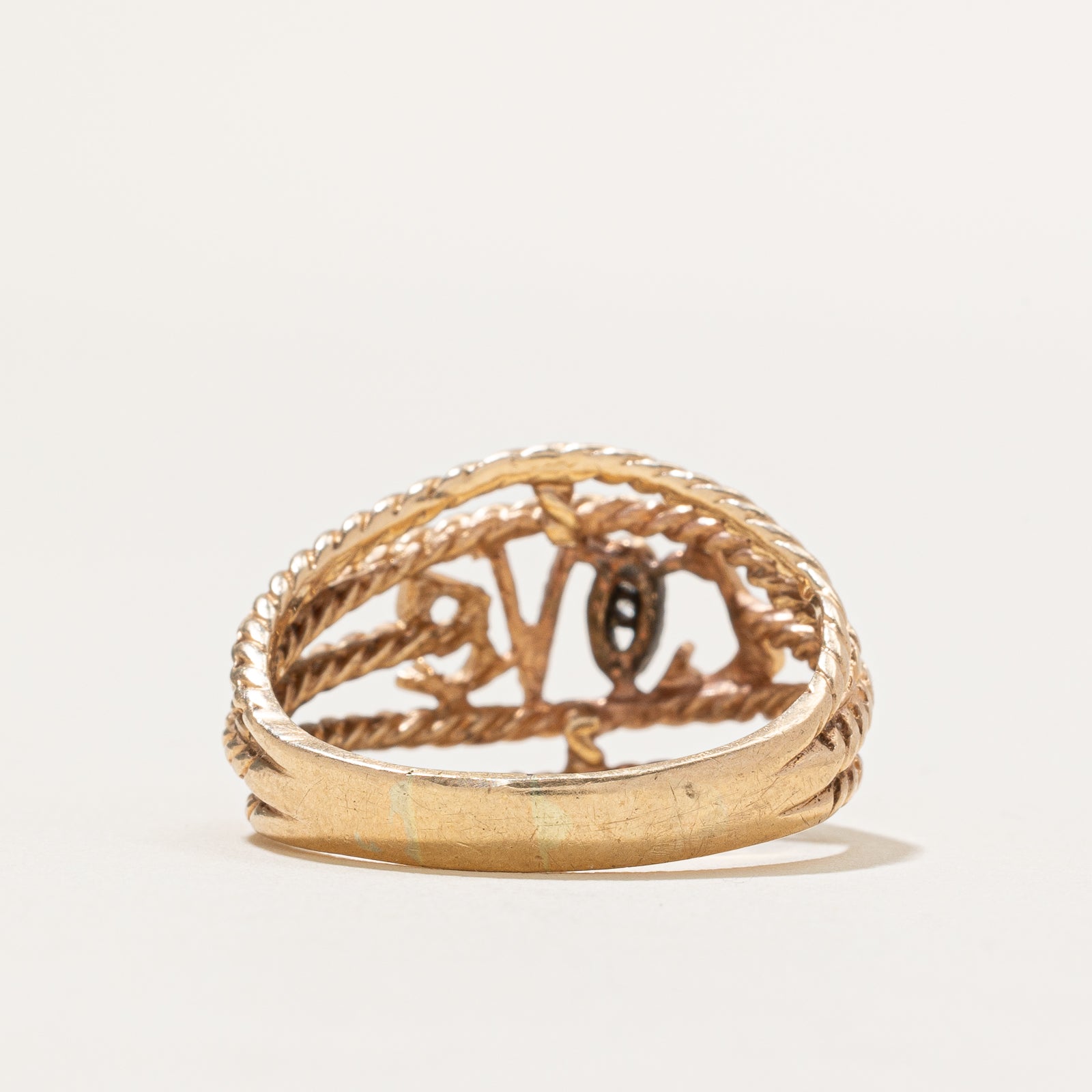 Diamond 'Love' Rope Textured Ring | 0.02ct | SZ 10