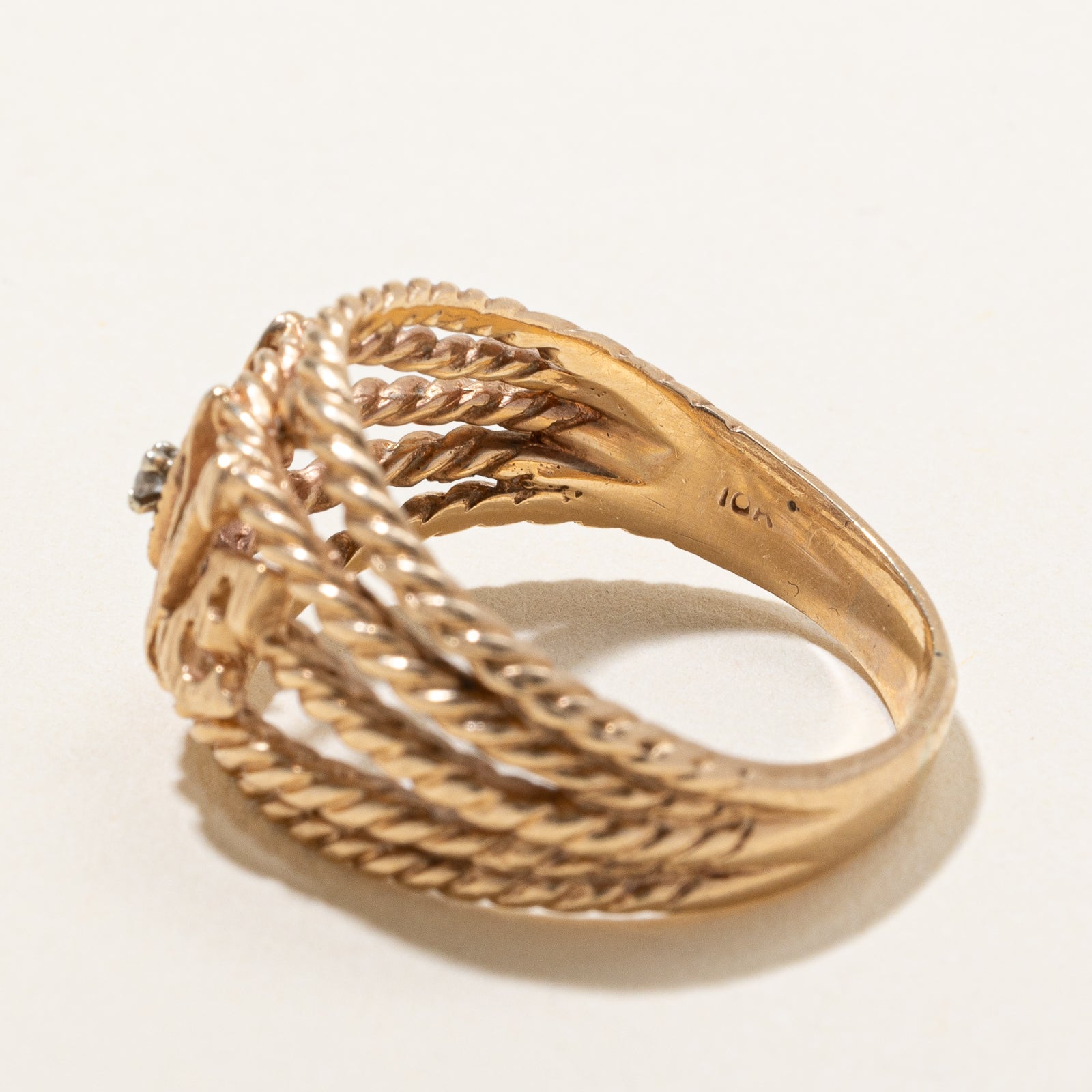 Diamond 'Love' Rope Textured Ring | 0.02ct | SZ 10
