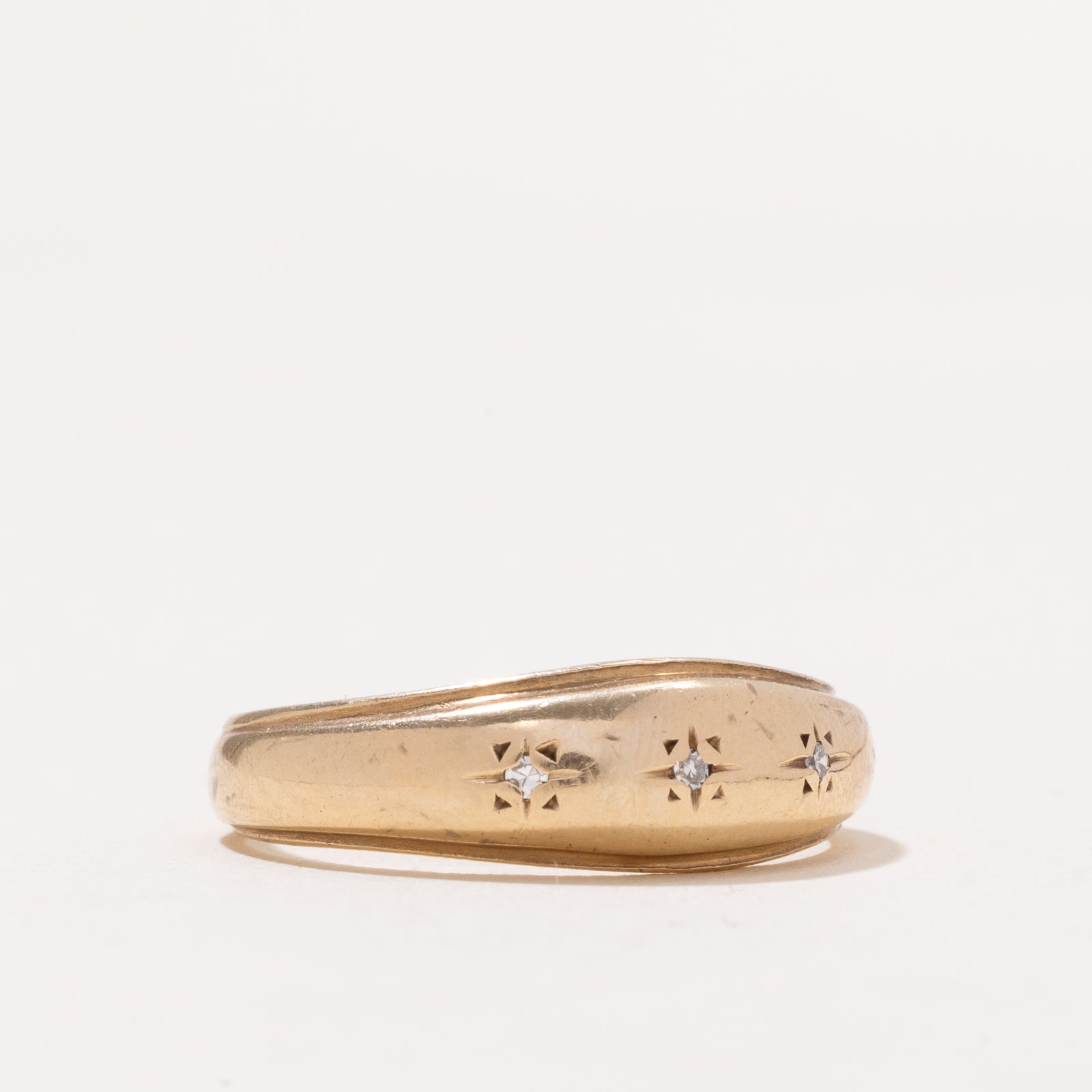 Three Stone Star Set Diamond Dome Ring | 0.024ctw | SZ 9.5