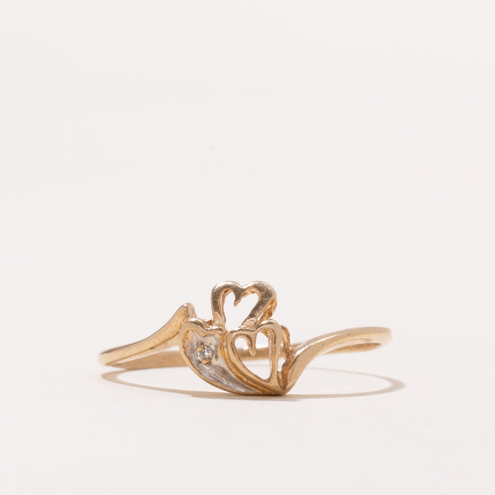 Diamond Heart Bypass Ring | 0.002ct | SZ 8