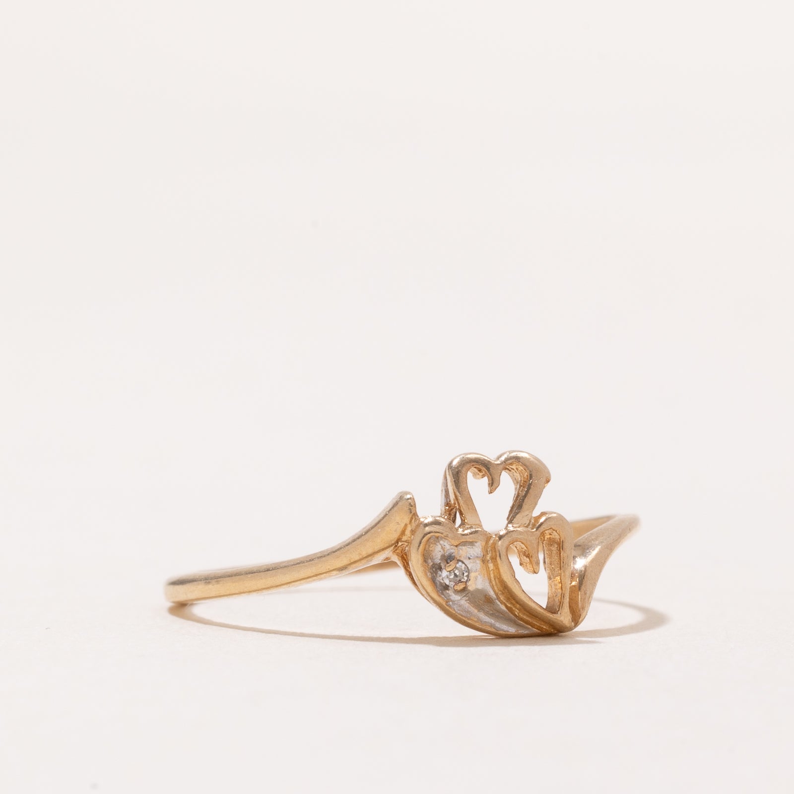 Diamond Heart Bypass Ring | 0.002ct | SZ 8