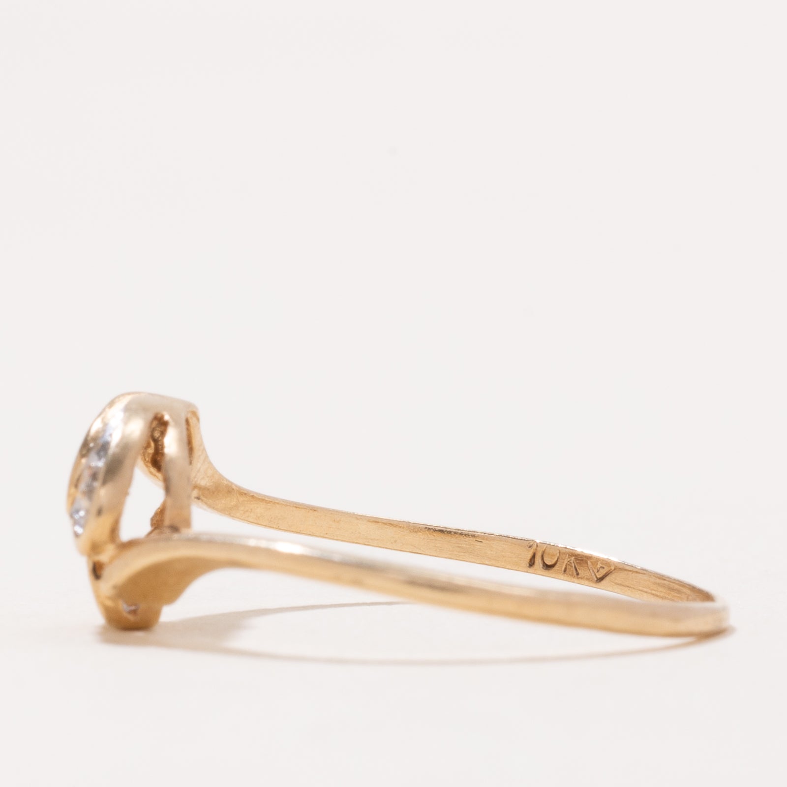 Diamond Heart Bypass Ring | 0.002ct | SZ 8