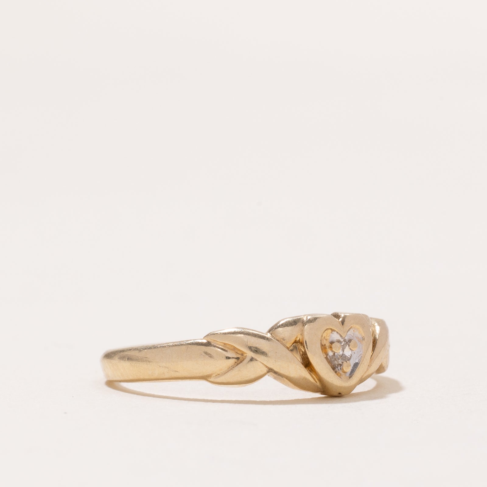 Diamond Heart Twisted Ring | 0.005ct | SZ 6.25