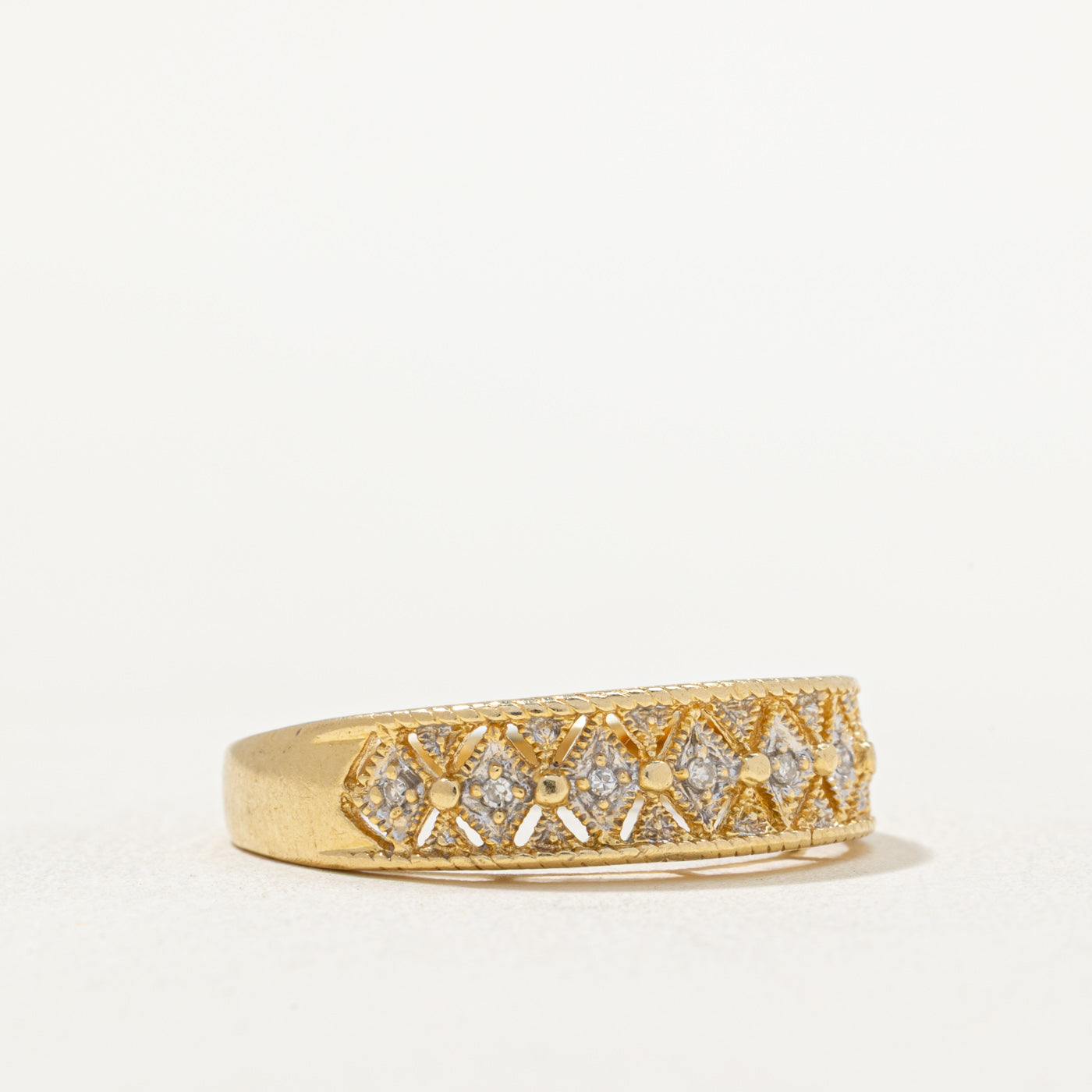 Illusion Set Diamond Textured Band | 0.035ctw | SZ 9.25