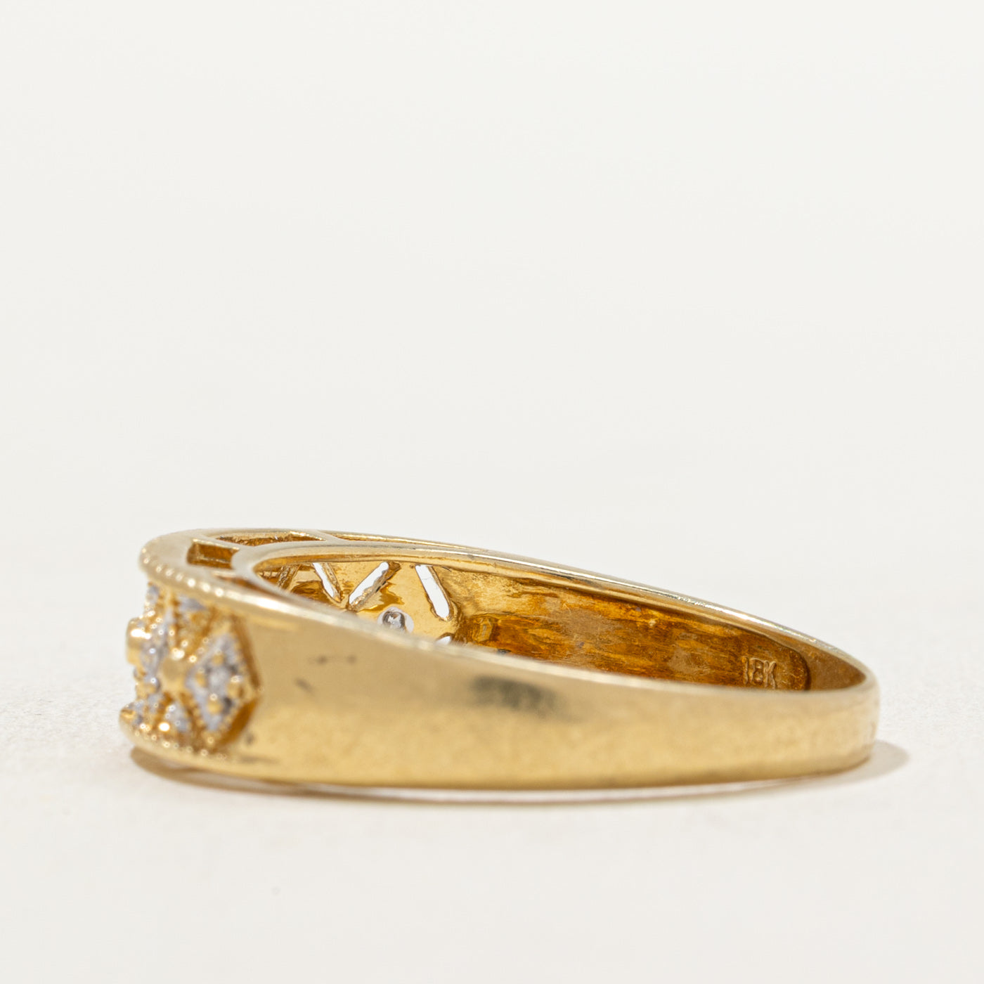 Illusion Set Diamond Textured Band | 0.035ctw | SZ 9.25