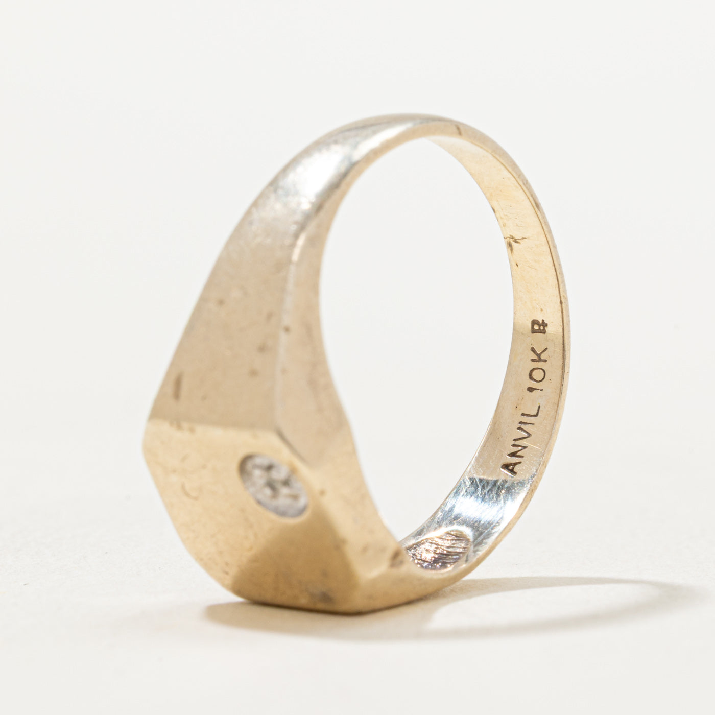 Single Stone Diamond 'PH' Initial Signet Ring | 0.005ct | SZ 8