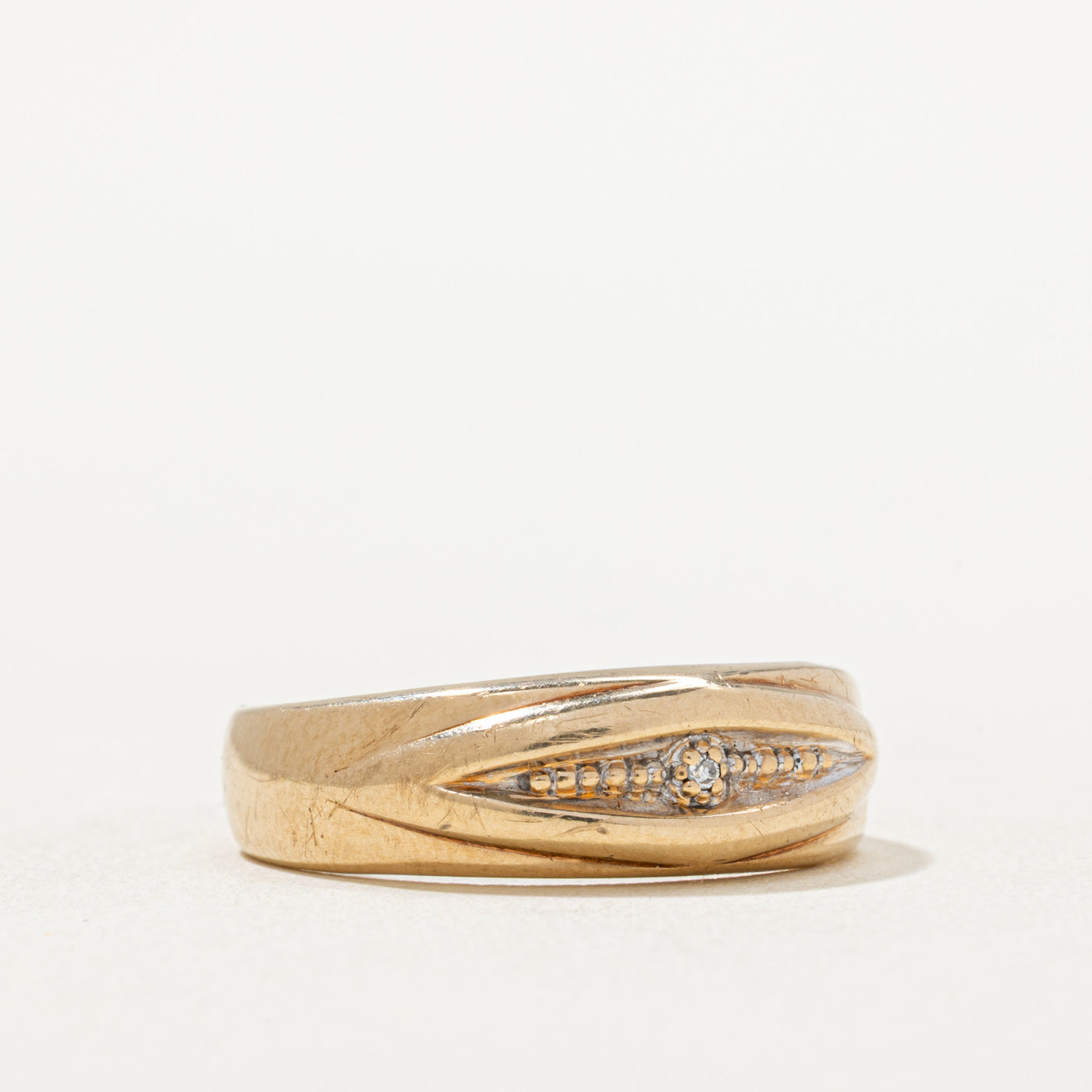 Single Stone Diamond Textured Band | 0.005ct | SZ 9.5