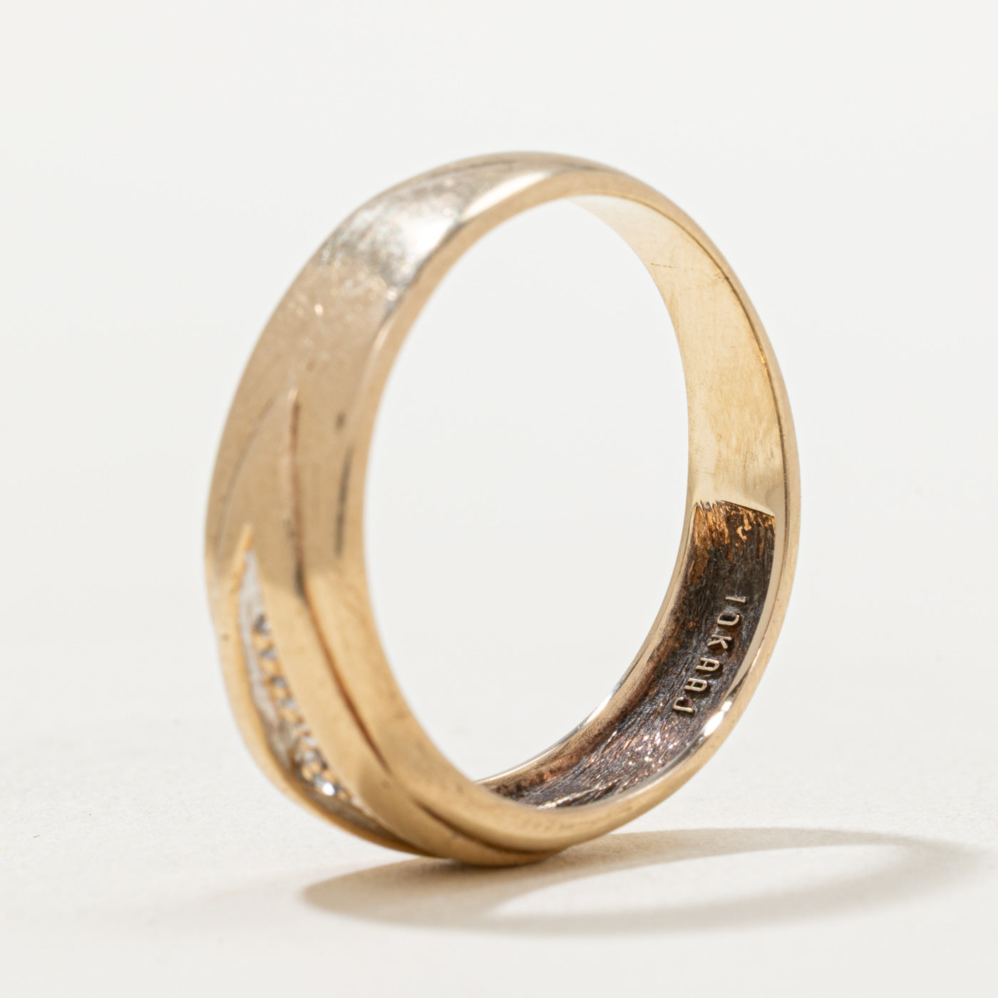 Single Stone Diamond Textured Band | 0.005ct | SZ 9.5