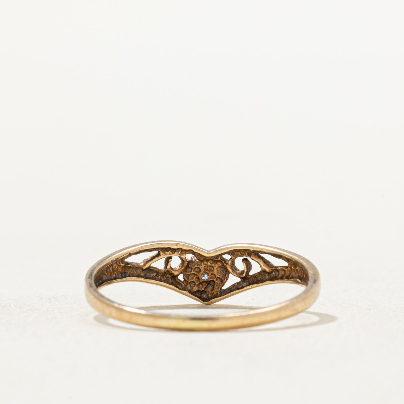 Single Stone Diamond Openwork Chevron Ring | 0.005ct | SZ 6