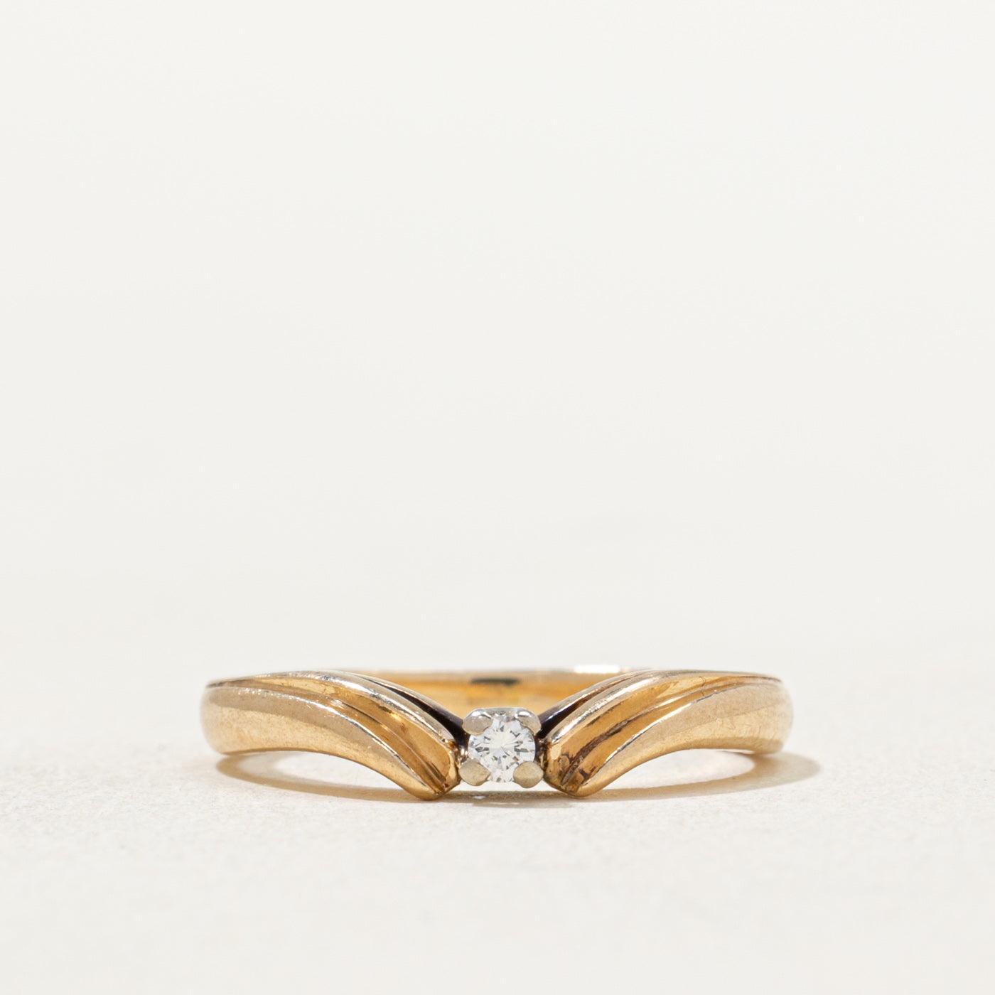 Single Stone Diamond Chevron Ring | 0.025ct | SZ 4.25
