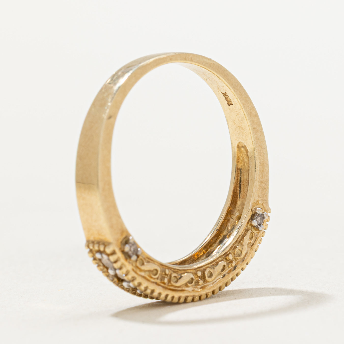 Semi Eternity Diamond Textured Band | 0.15ctw | SZ 6.25