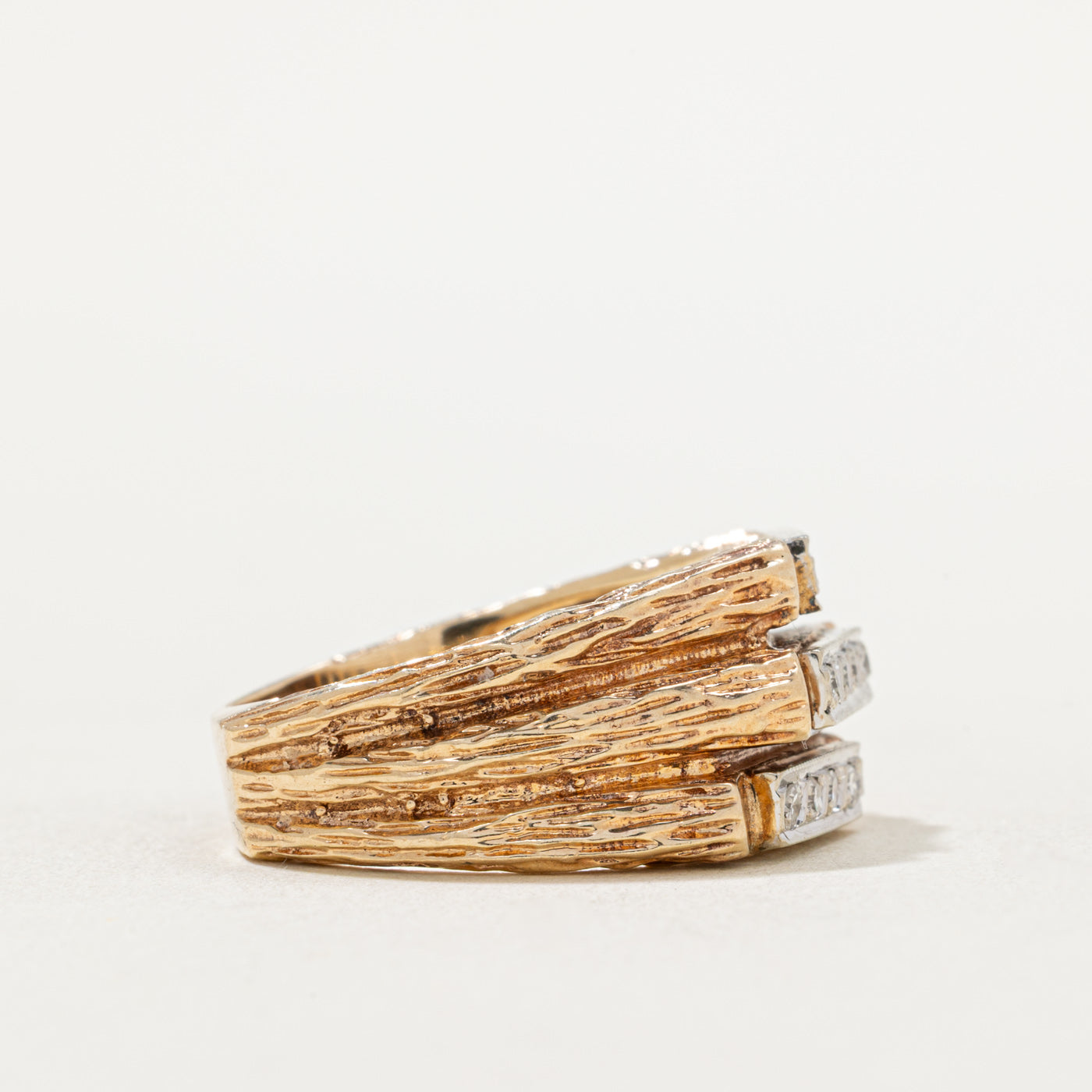 Multi Row Diamond Textured Cocktail Ring | 0.18ctw | SZ 9.25