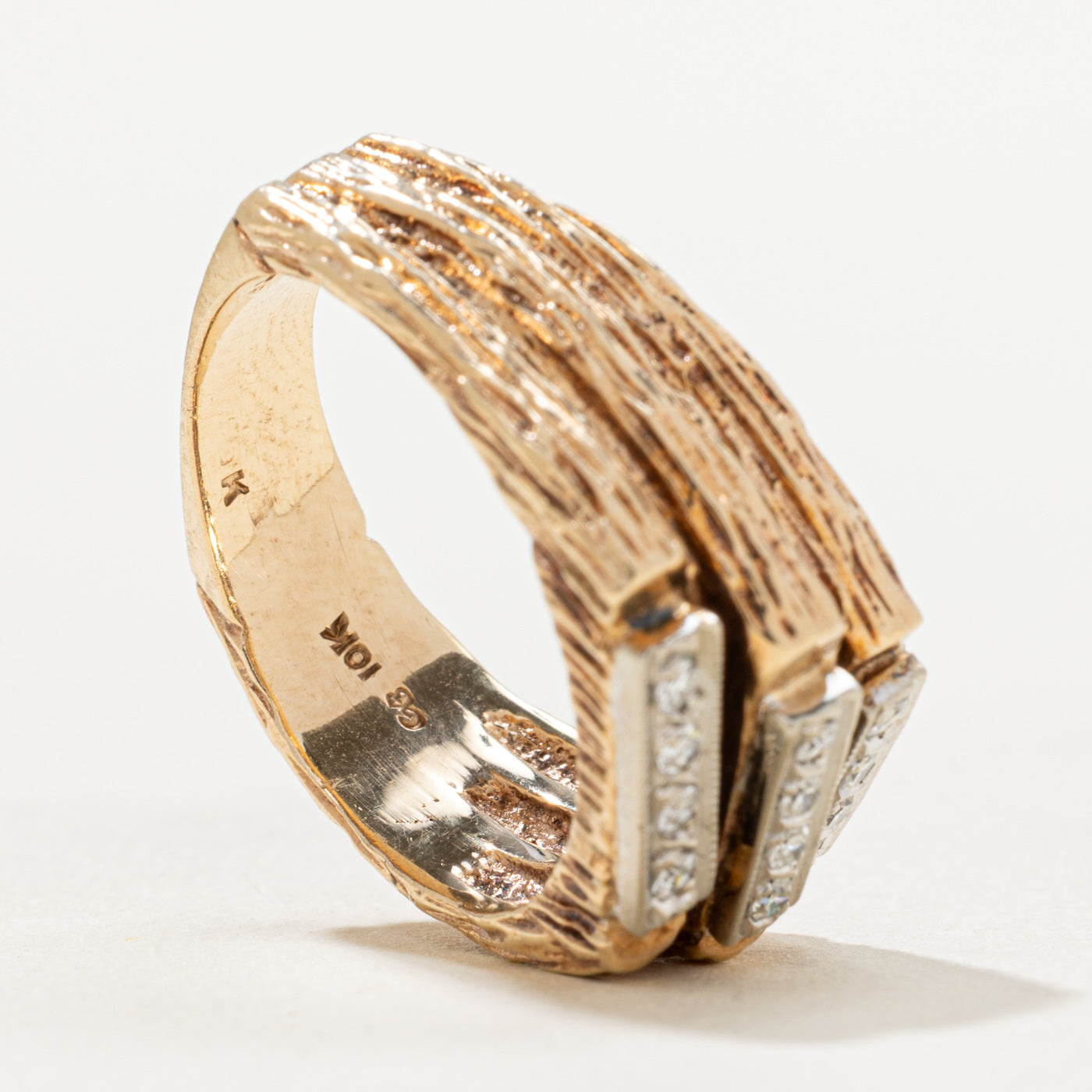 Multi Row Diamond Textured Cocktail Ring | 0.18ctw | SZ 9.25