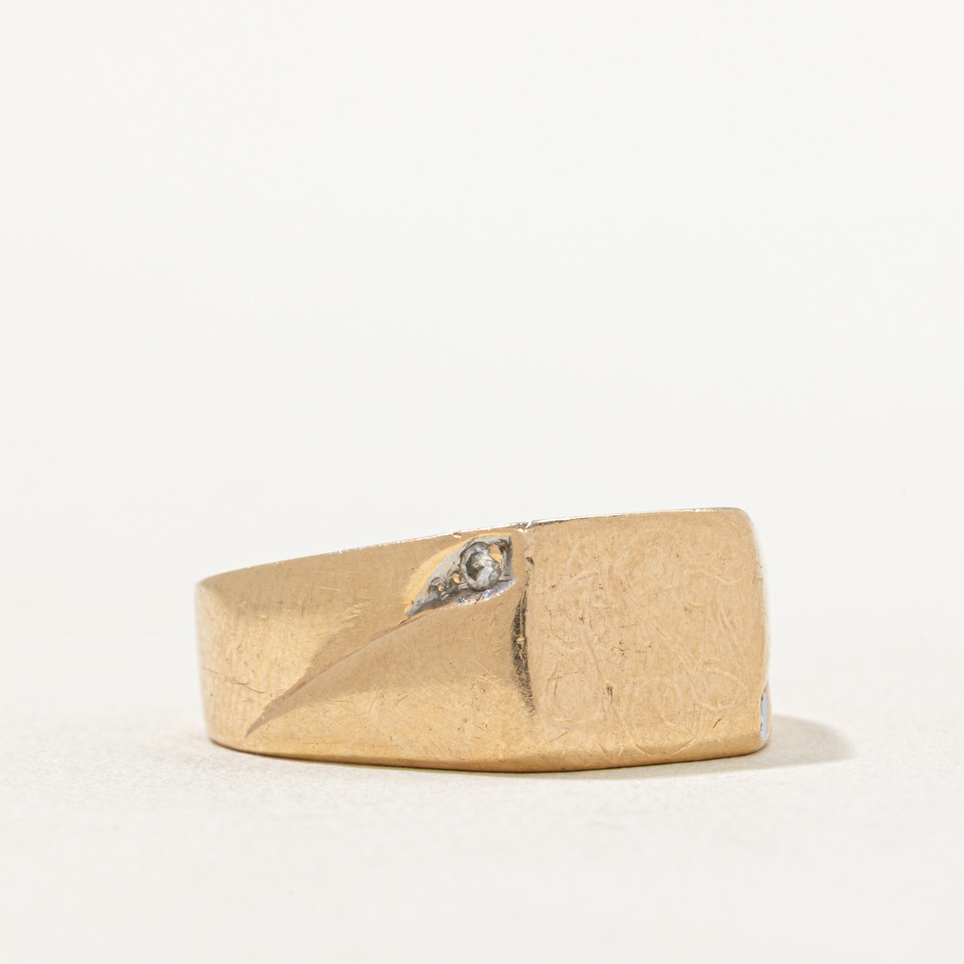 Two Stone Diamond Signet Ring | 0.03ctw | SZ 10.5