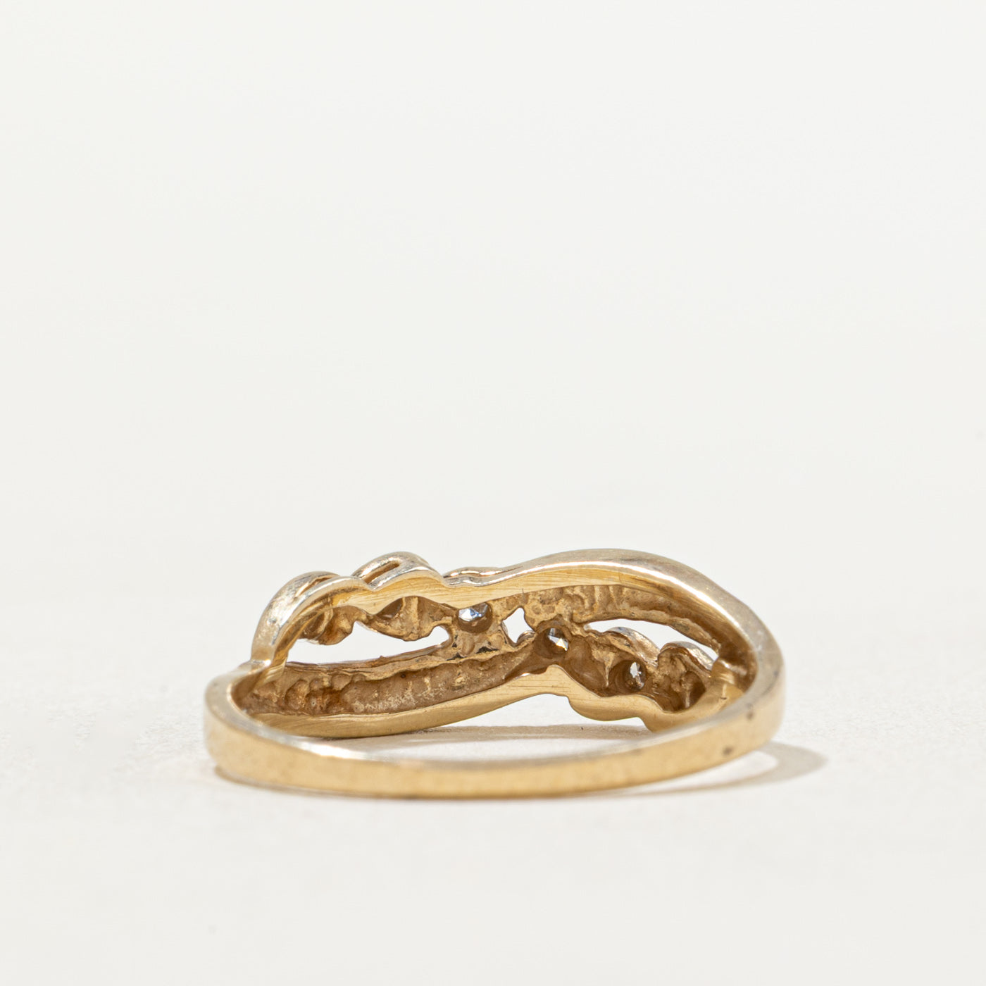 Diamond Heart Cross Over Ring | 0.03ctw | SZ 6