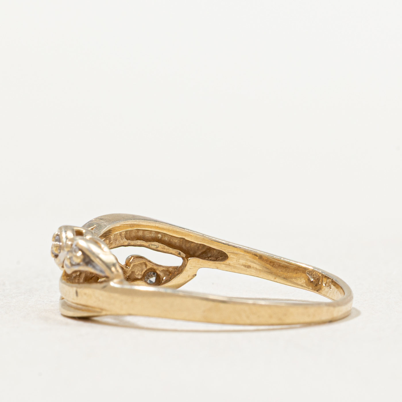 Diamond Heart Cross Over Ring | 0.03ctw | SZ 6